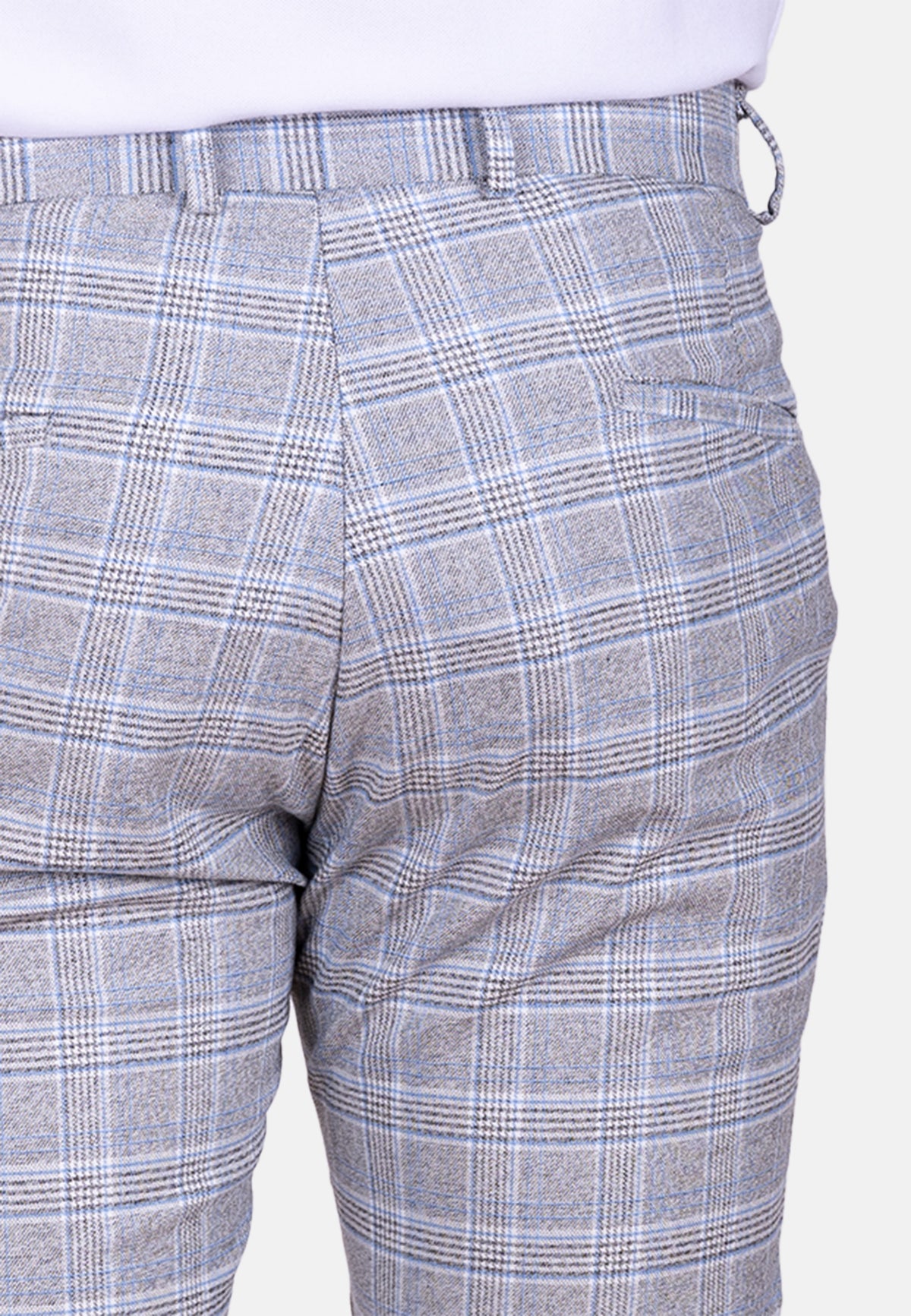 Pantalón chino de vestir cuadro Gales en tonos blanco y azul