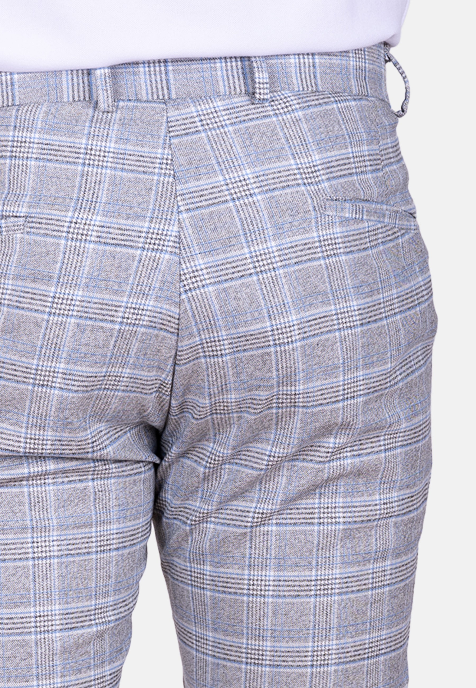 Pantalón chino de vestir cuadro Gales en tonos blanco y azul