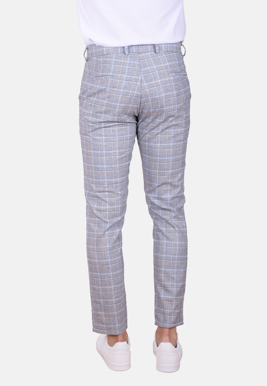 Pantalón chino de vestir cuadro Gales en tonos blanco y azul