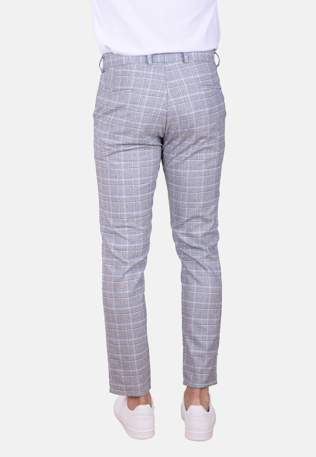 Pantalón chino de vestir cuadro Gales en tonos blanco y azul