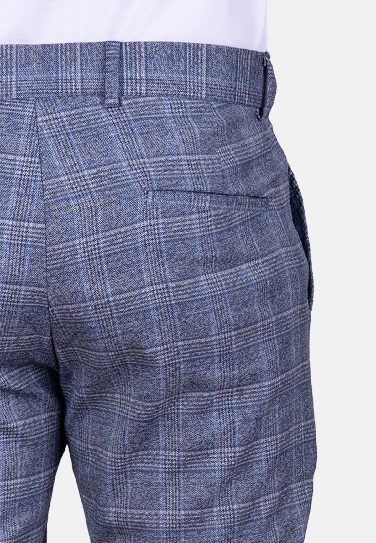 Pantalón chino de vestir cuadro Gales en tonos indigo y azul