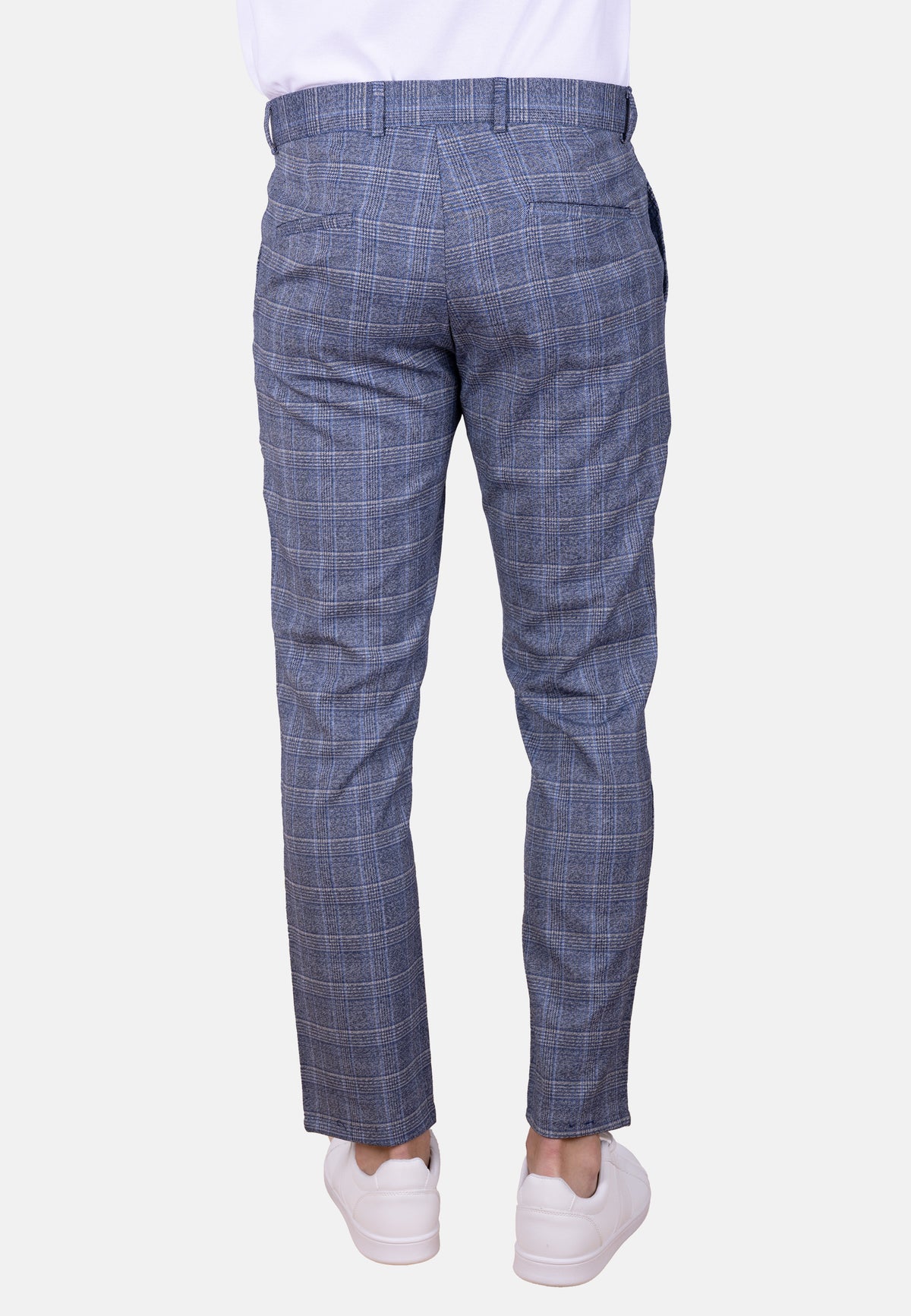 Pantalón chino de vestir cuadro Gales en tonos indigo y azul