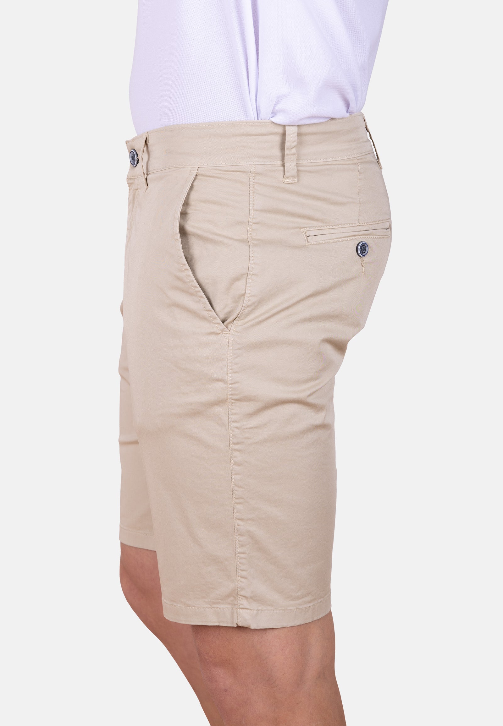 Bermuda chino beige básica tejido fino y ajuste
