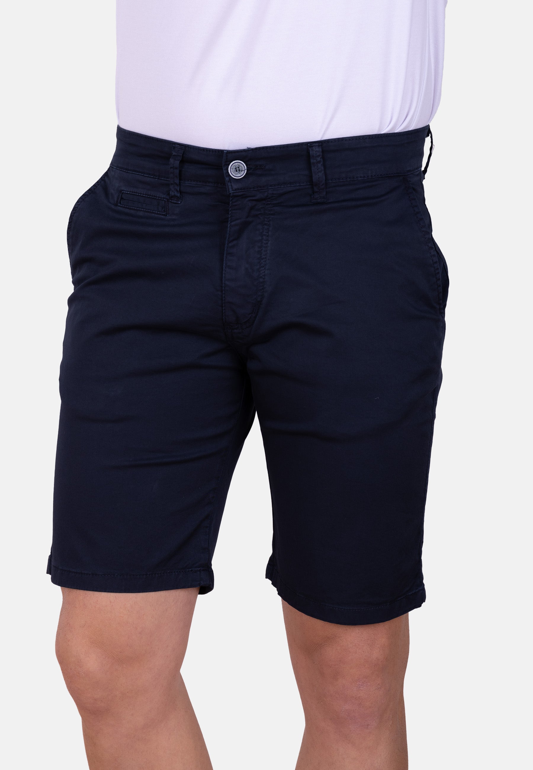 Bermuda chino azul marino básica tejido fino y ajuste
