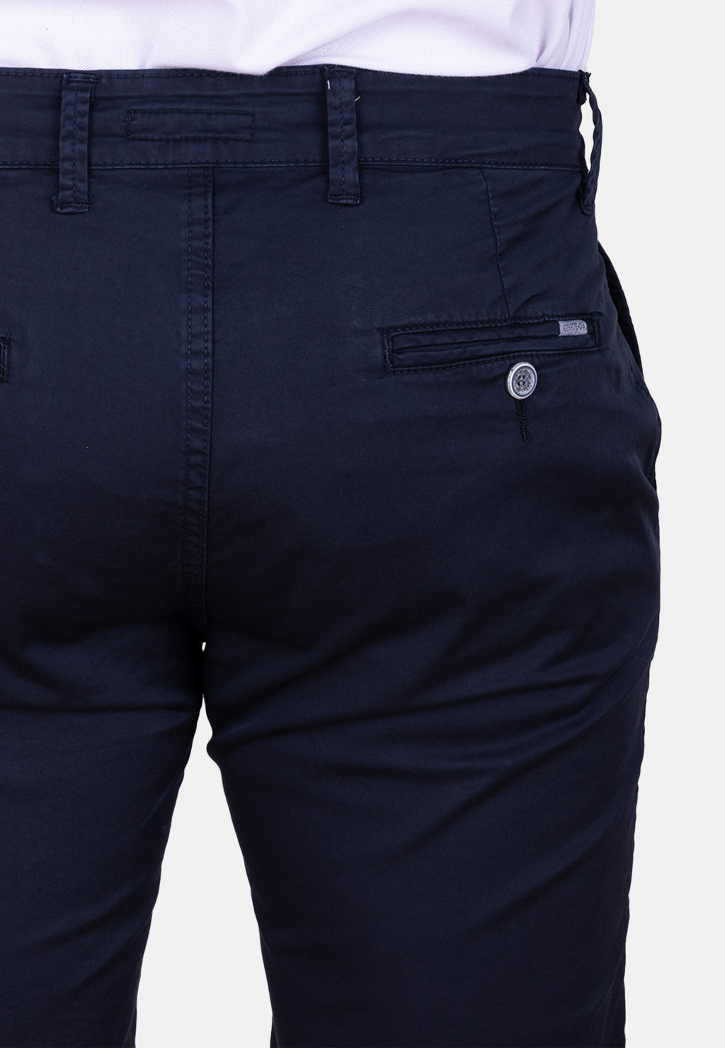 Bermuda chino azul marino básica tejido fino y ajuste