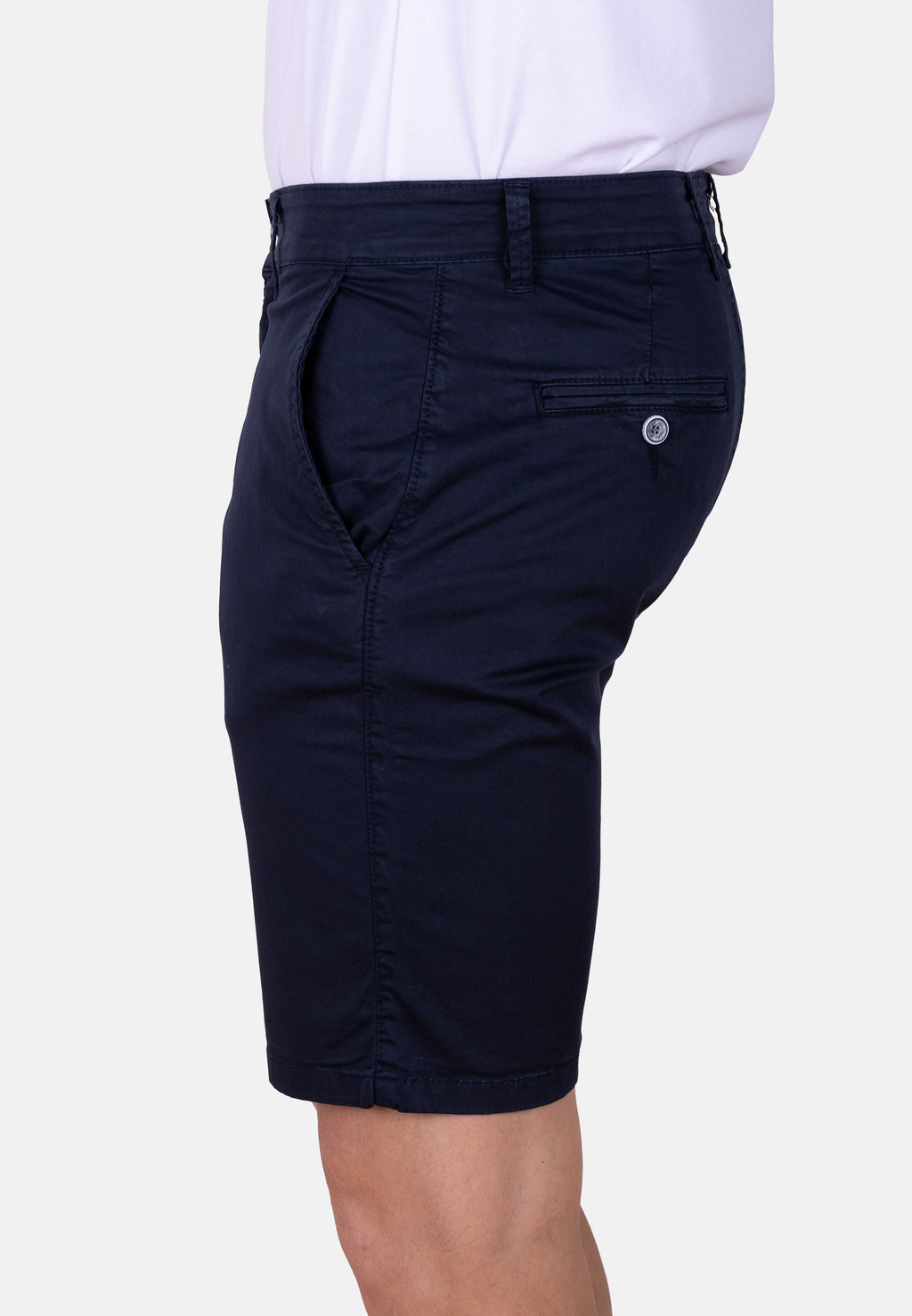 Bermuda chino azul marino básica tejido fino y ajuste