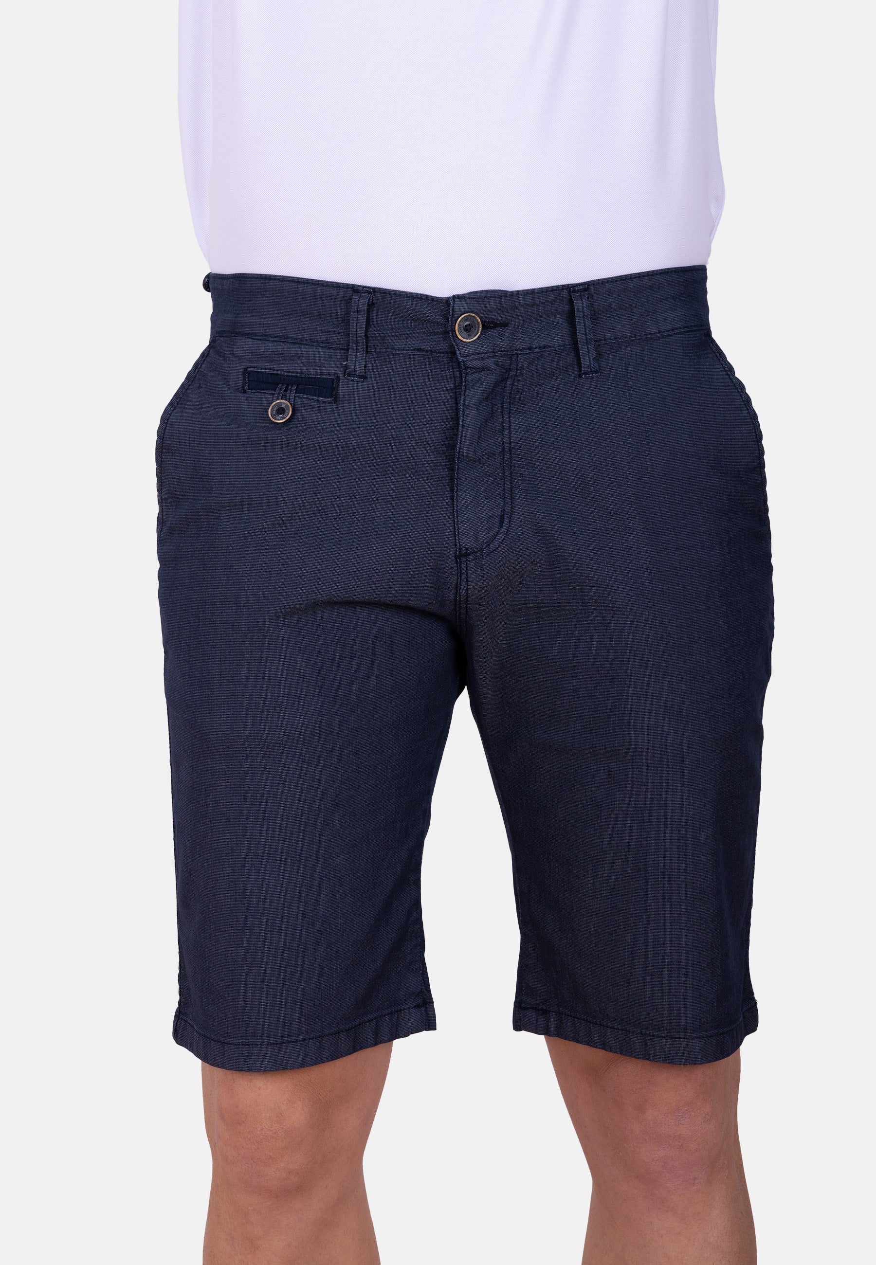 Bermuda chino azul marino micropunto elástico