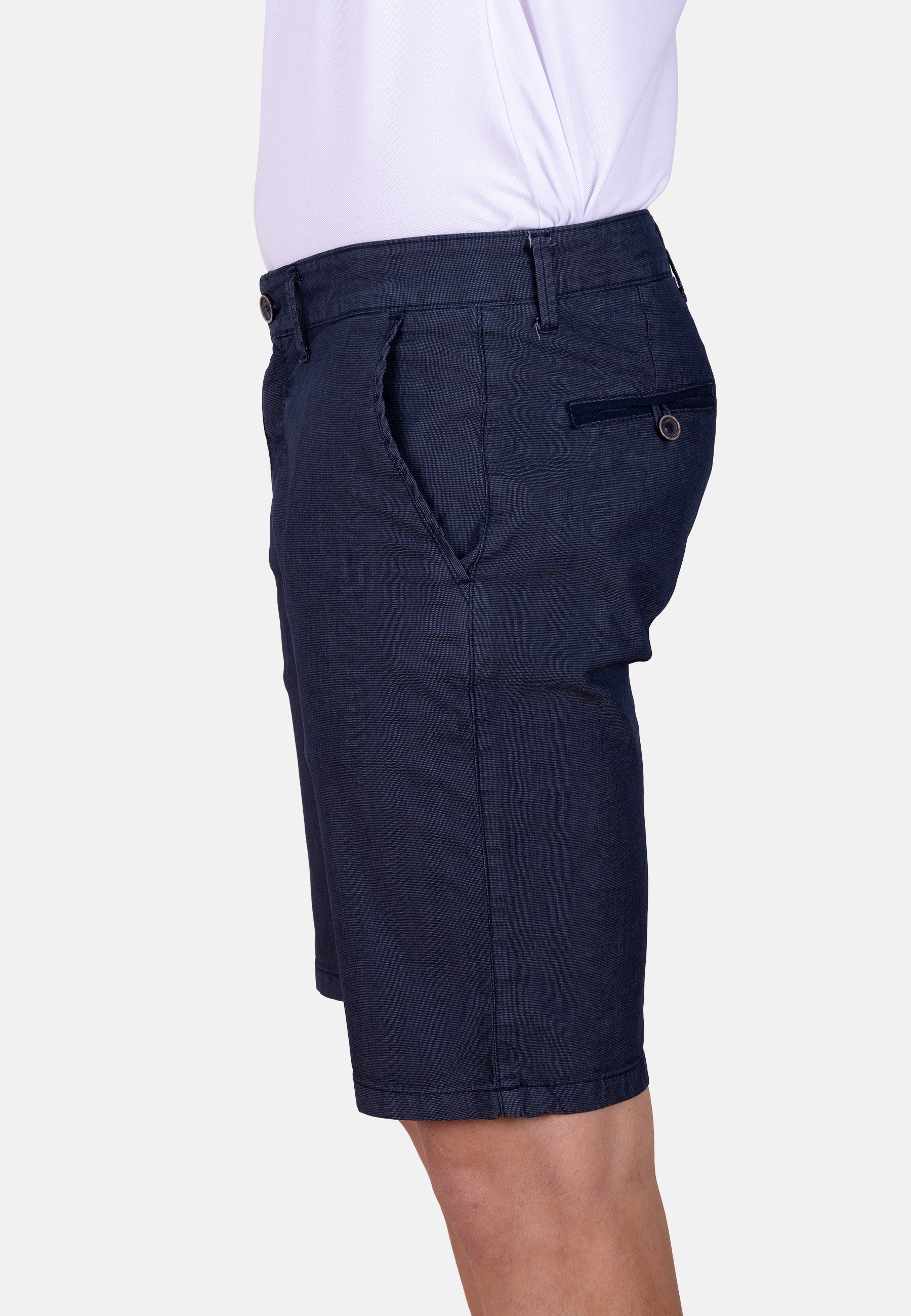 Bermuda chino azul marino micropunto elástico