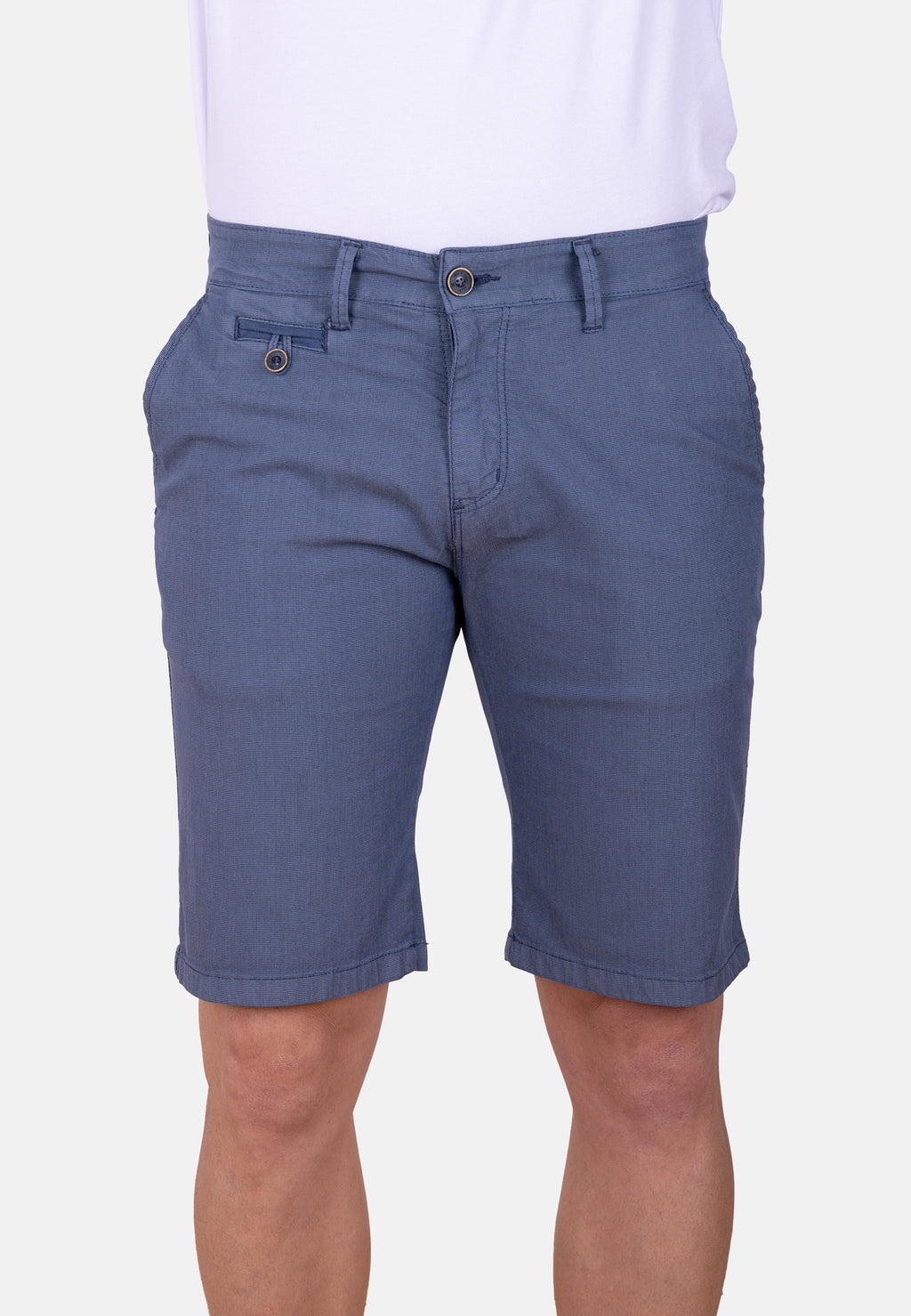 Bermuda chino azul petróleo micropunto elástico