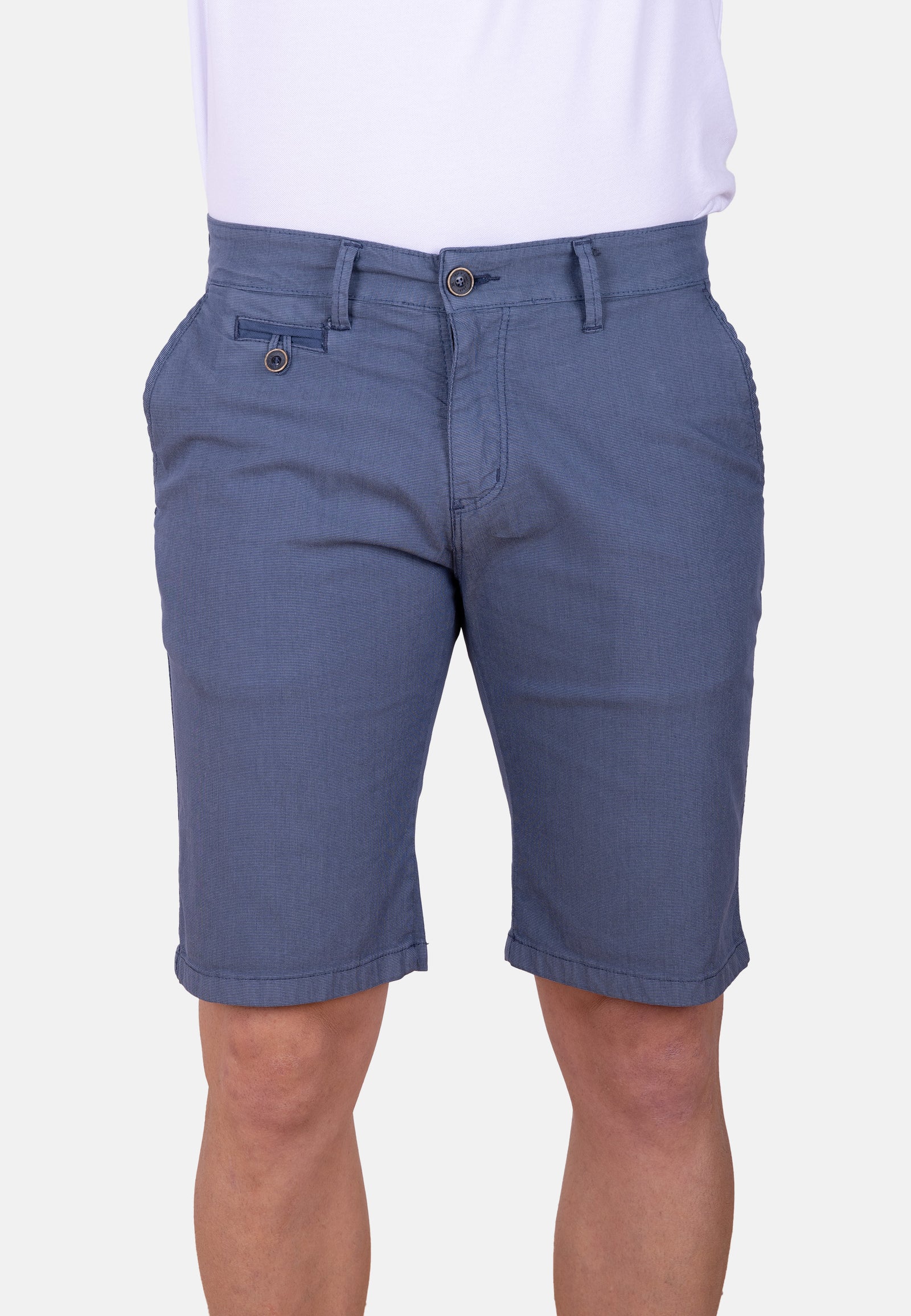 Bermuda chino azul petróleo micropunto elástico
