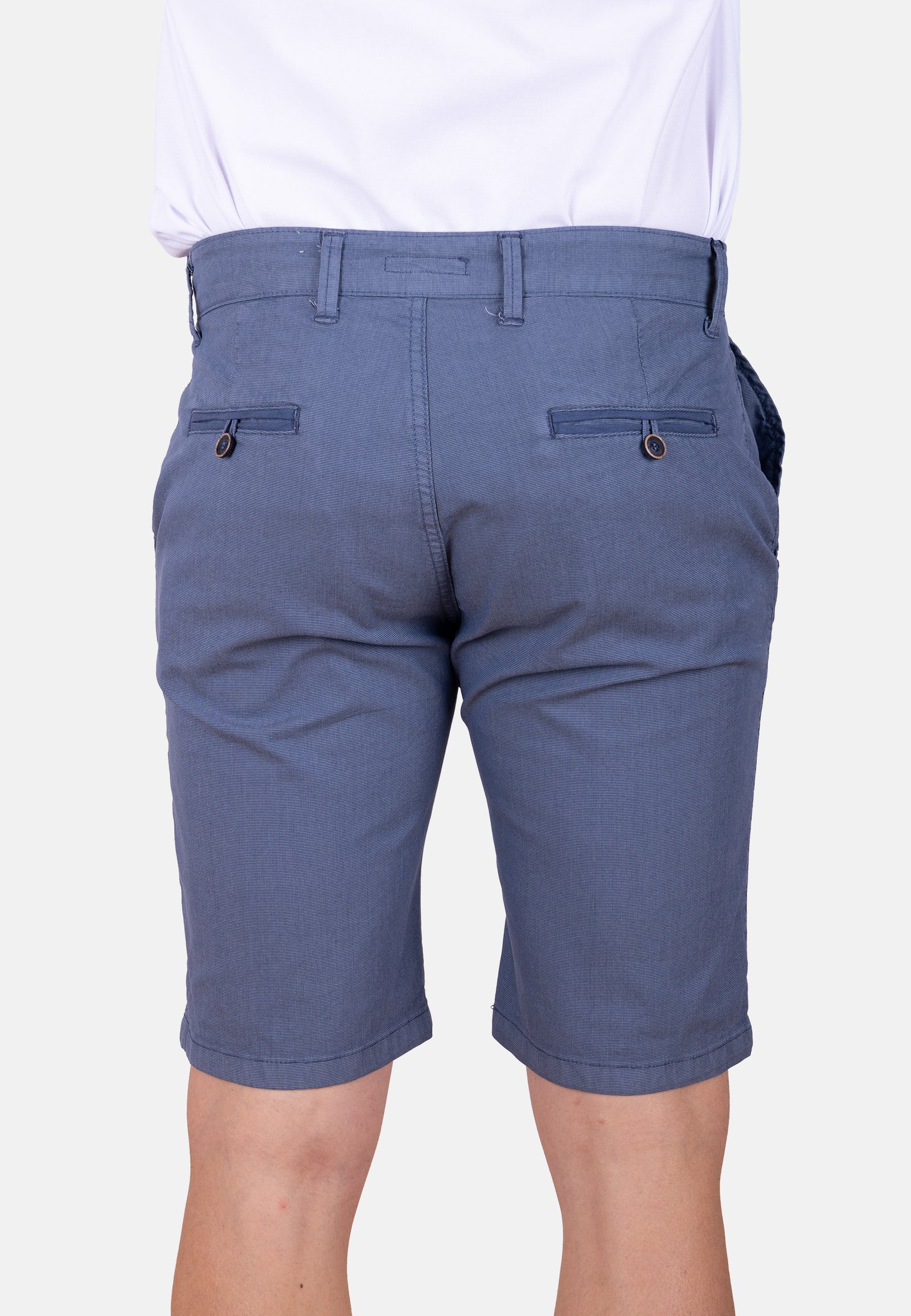 Bermuda chino azul petróleo micropunto elástico
