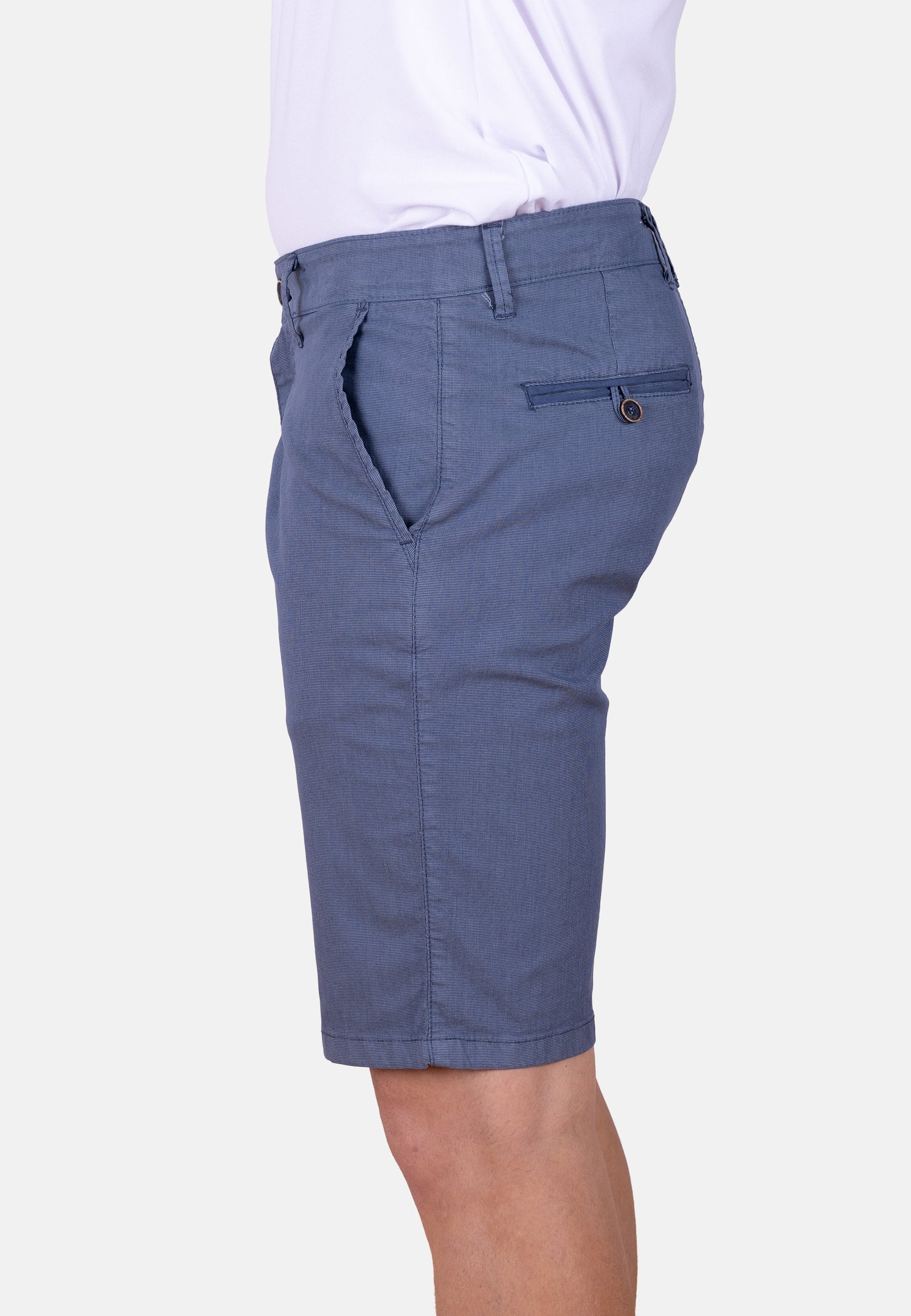 Bermuda chino azul petróleo micropunto elástico