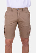 Bermuda cargo camel de gabardina fina acabado casual