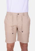 Bermuda chino de rayas beige y blancas con cordón ajustable