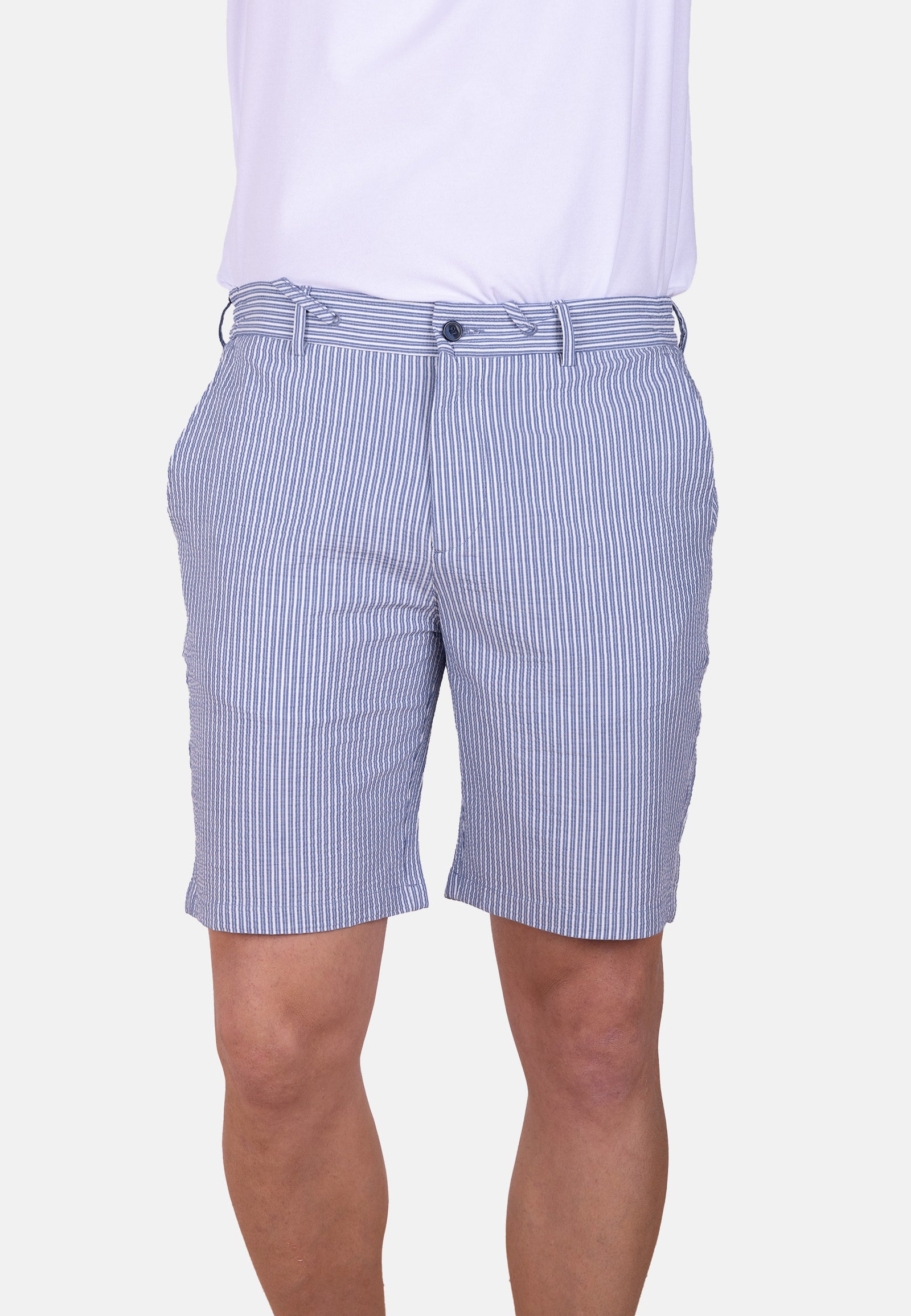 Bermuda chino de rayas azules y blancas con cordón ajustable
