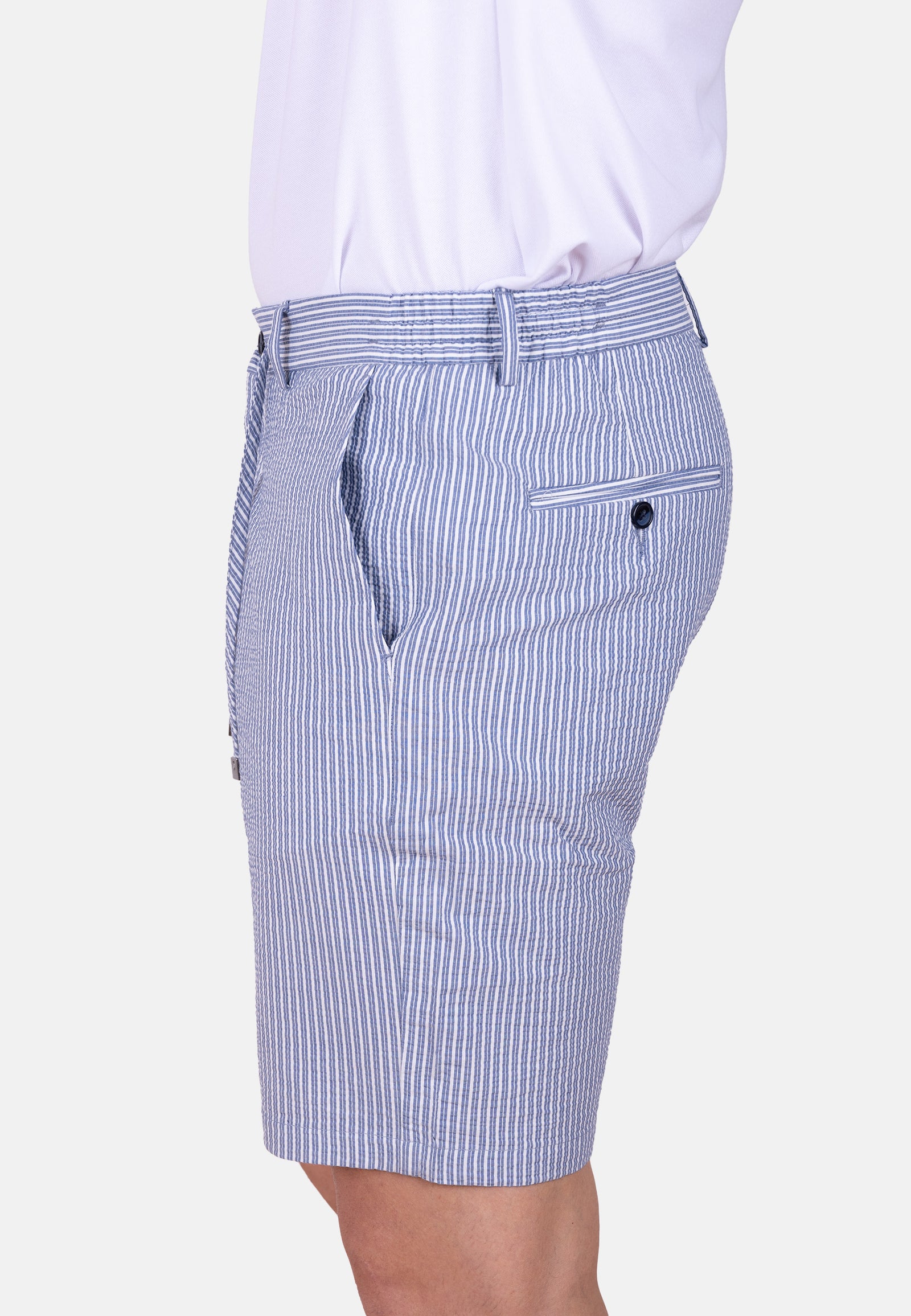Bermuda chino de rayas azules y blancas con cordón ajustable