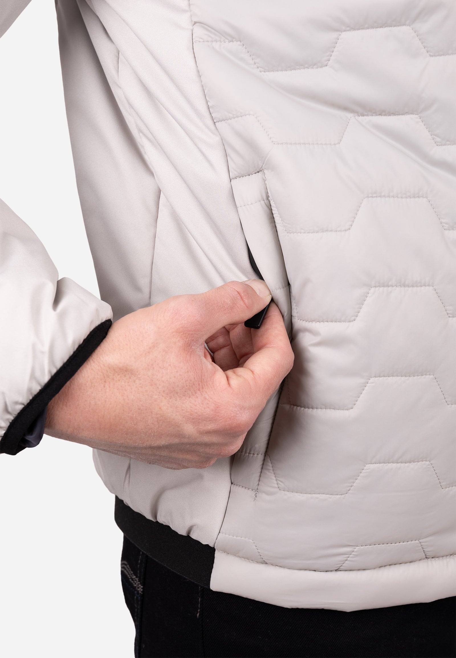 Chaquetón Acolchado Hombre con Capucha y Cremallera en Color Crudo