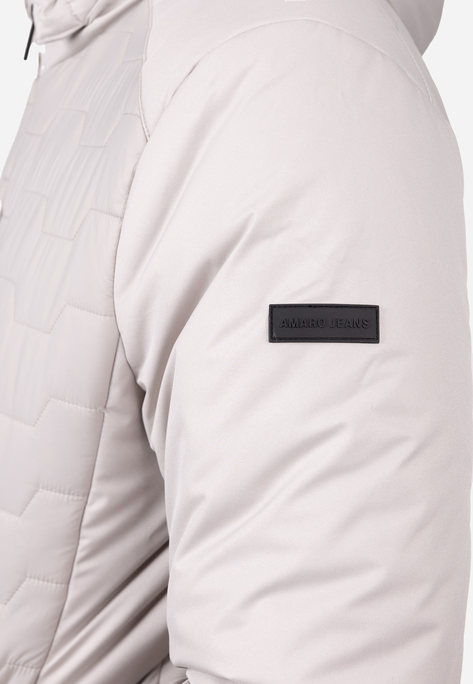 Chaquetón Acolchado Hombre con Capucha y Cremallera en Color Crudo