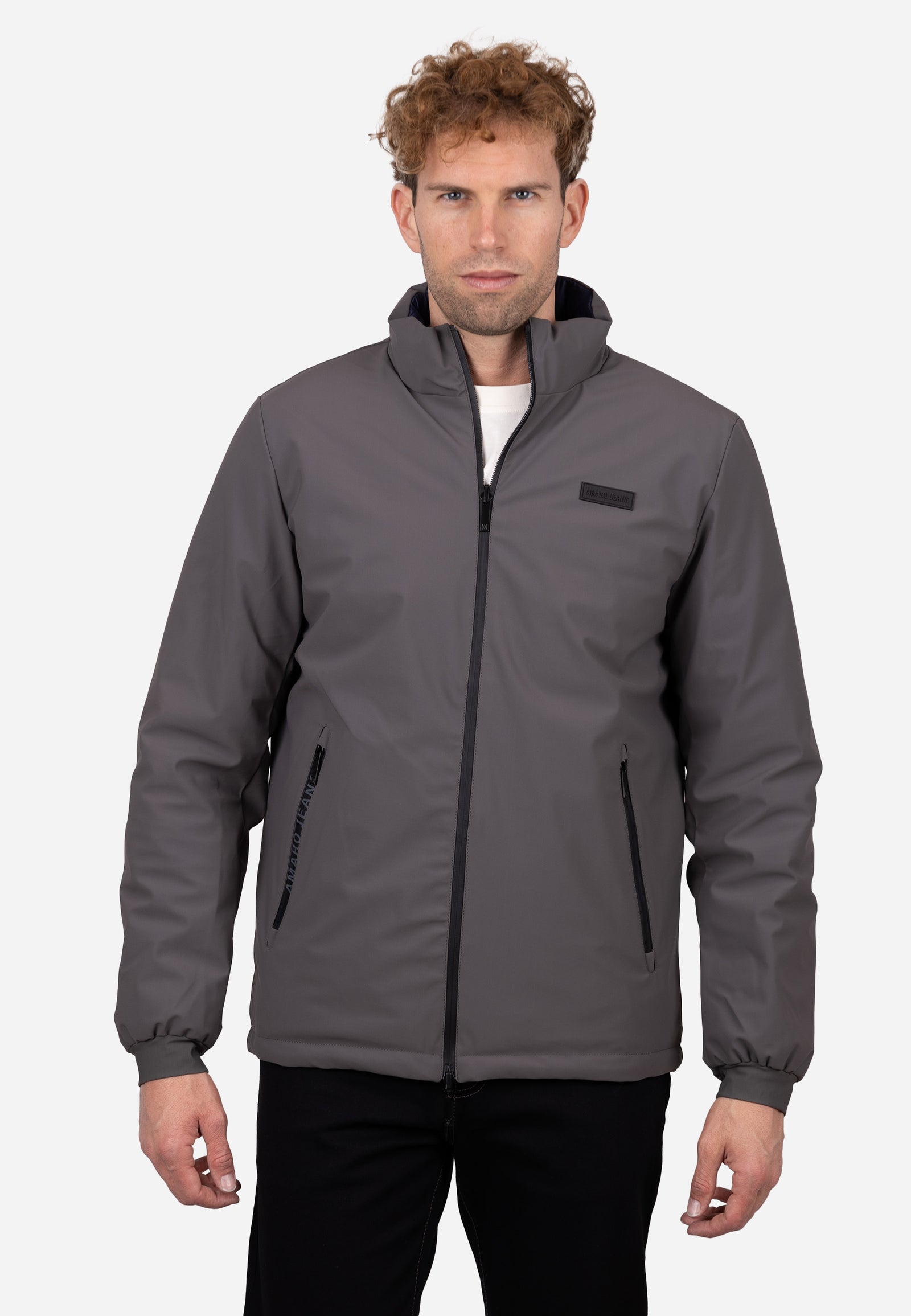 Chaquetón Reversible Hombre Azul–Gris con Capucha Ligero, Térmico y Resistente al Viento