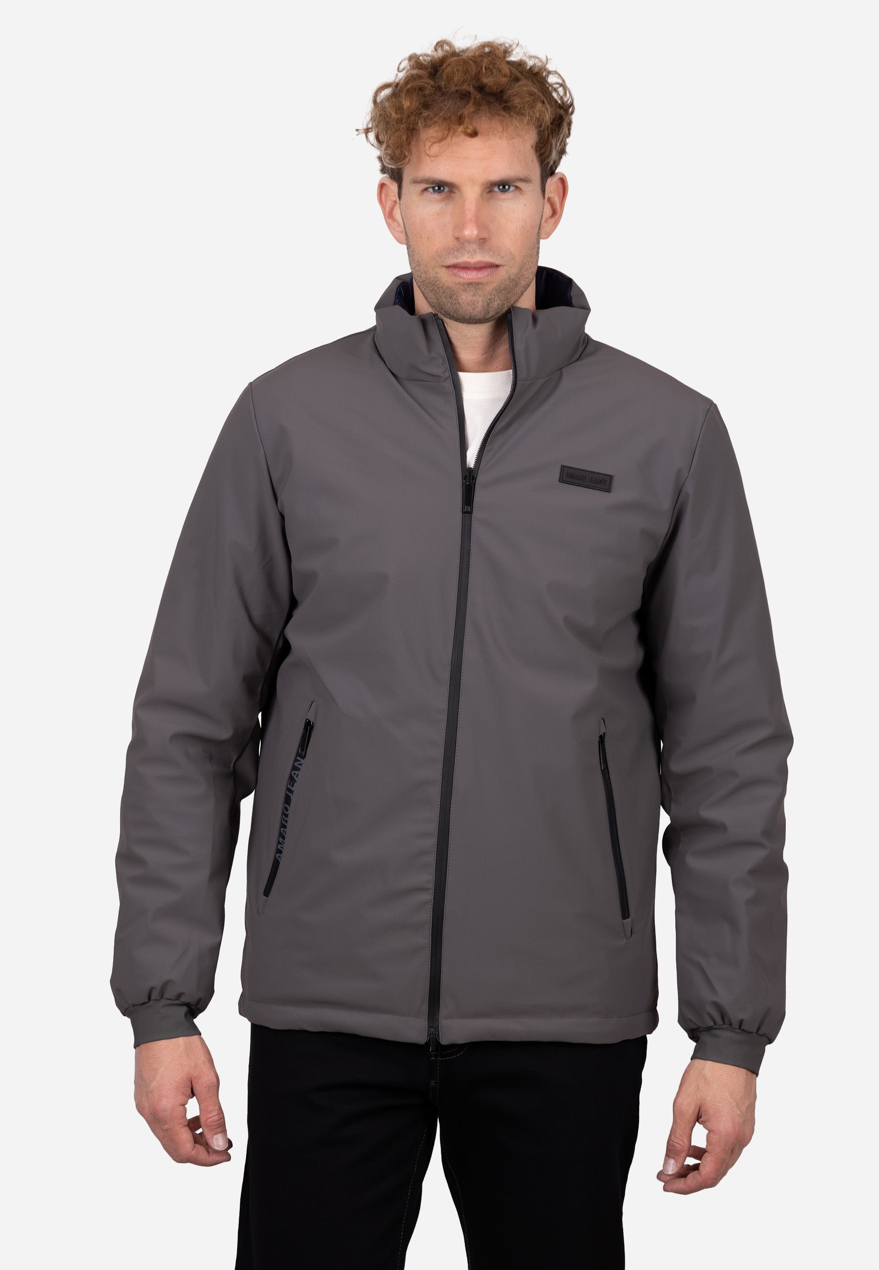 Chaquetón Reversible Hombre Azul–Gris con Capucha Ligero, Térmico y Resistente al Viento