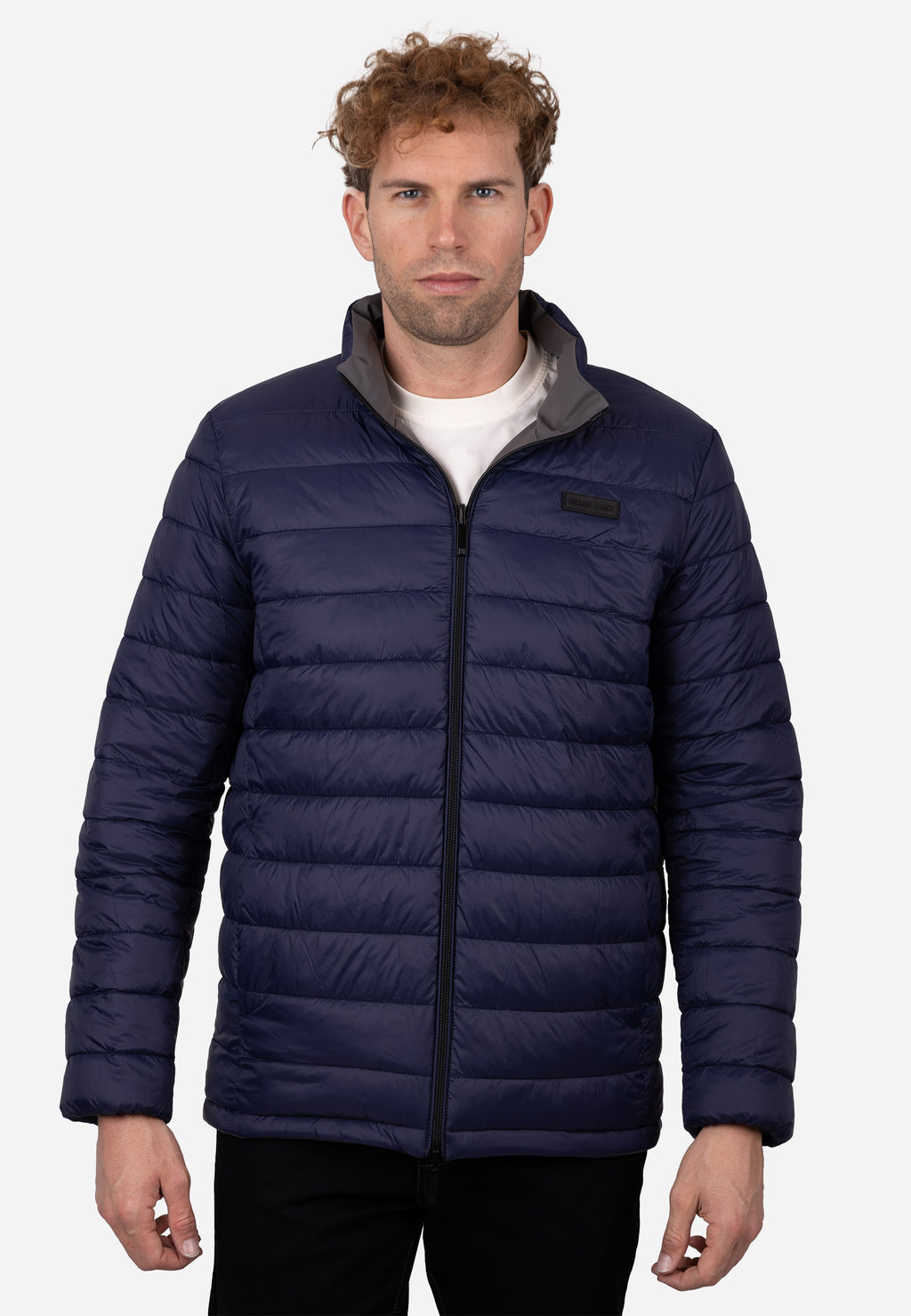 Chaquetón Reversible Hombre Azul–Gris con Capucha Ligero, Térmico y Resistente al Viento