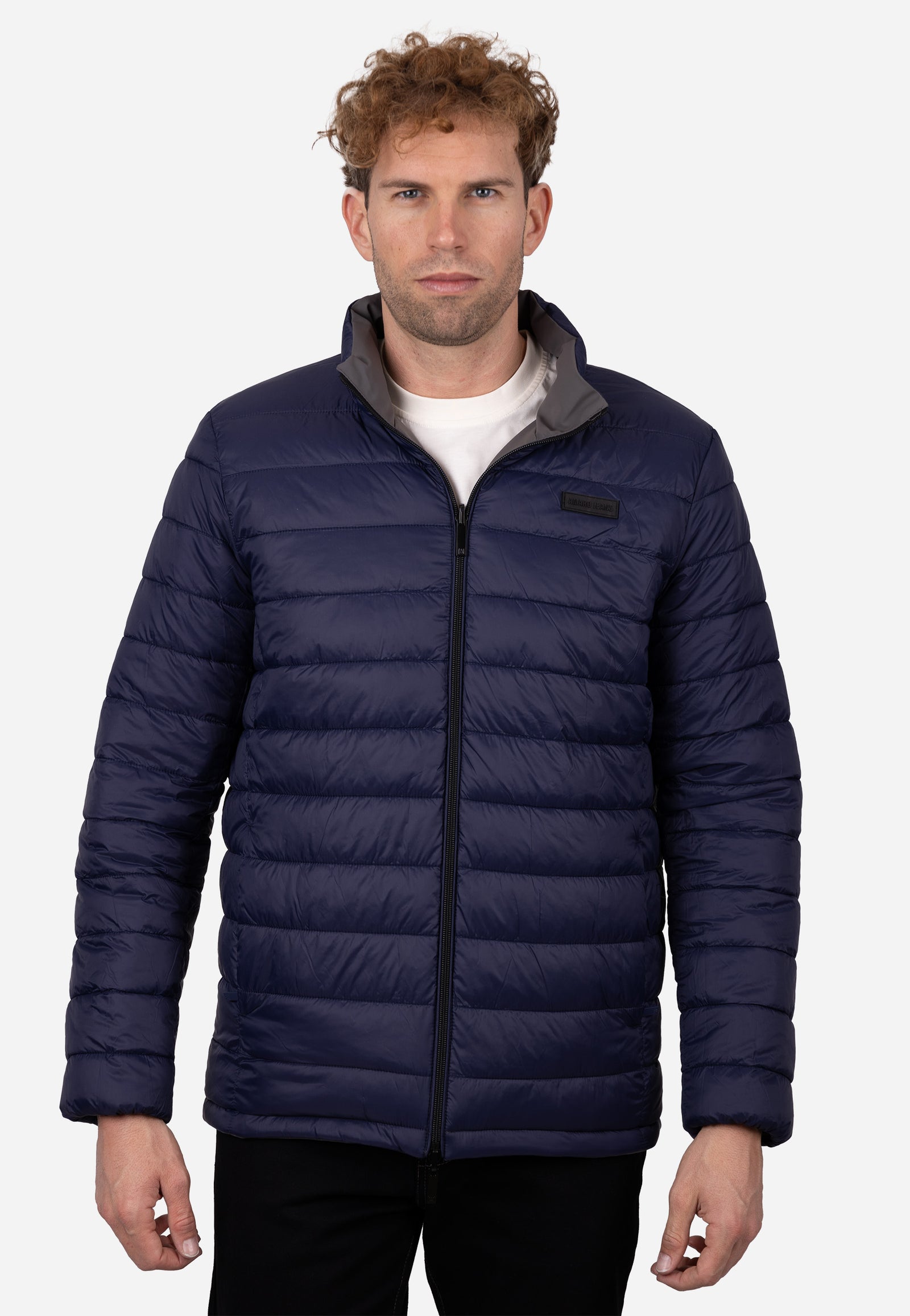 Chaquetón Reversible Hombre Azul–Gris con Capucha Ligero, Térmico y Resistente al Viento