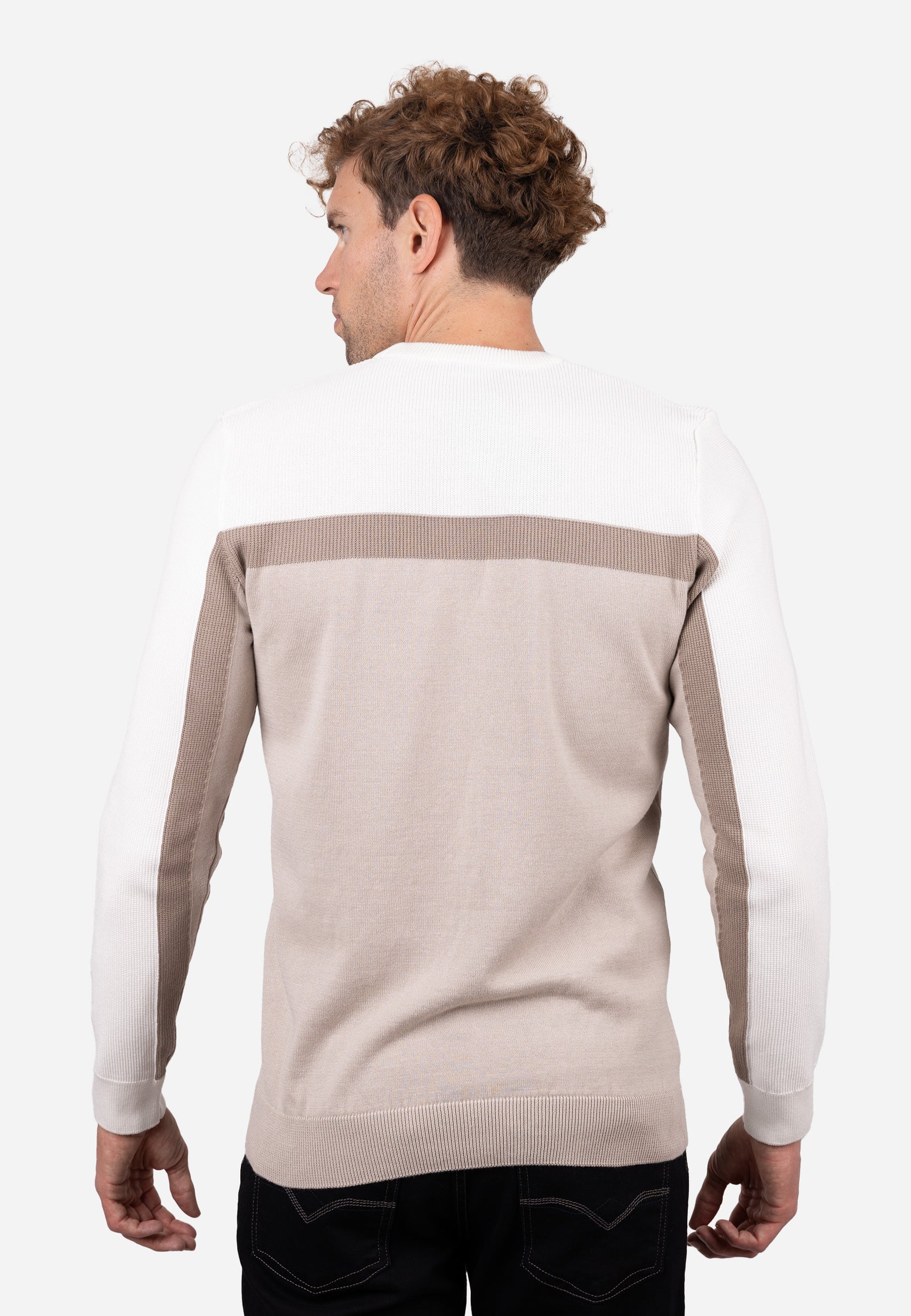 Jersey con diseño tricolor y rayas horizontales granulado beige