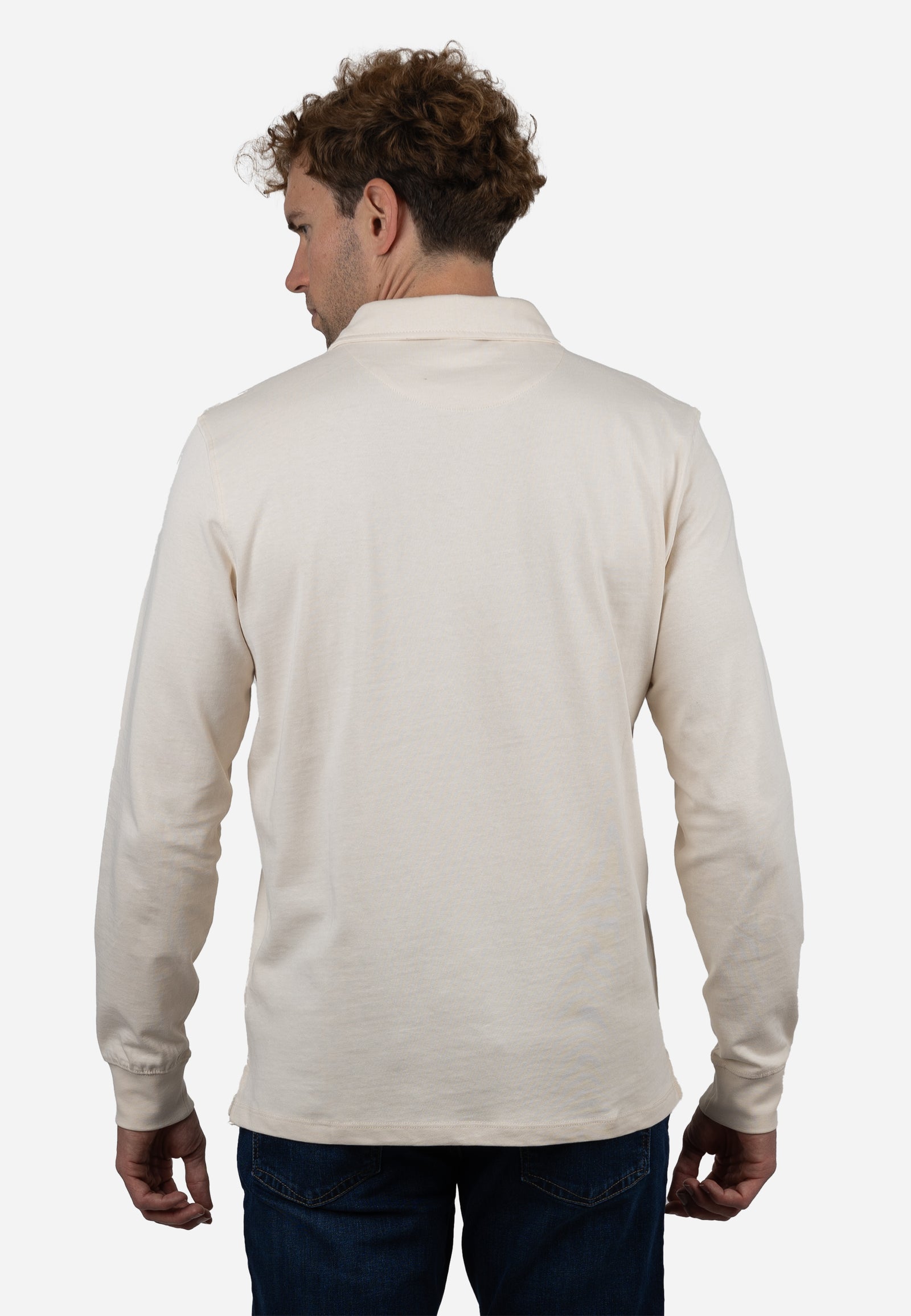 Polo Hombre Manga Larga Punto Liso AMARO Crudo