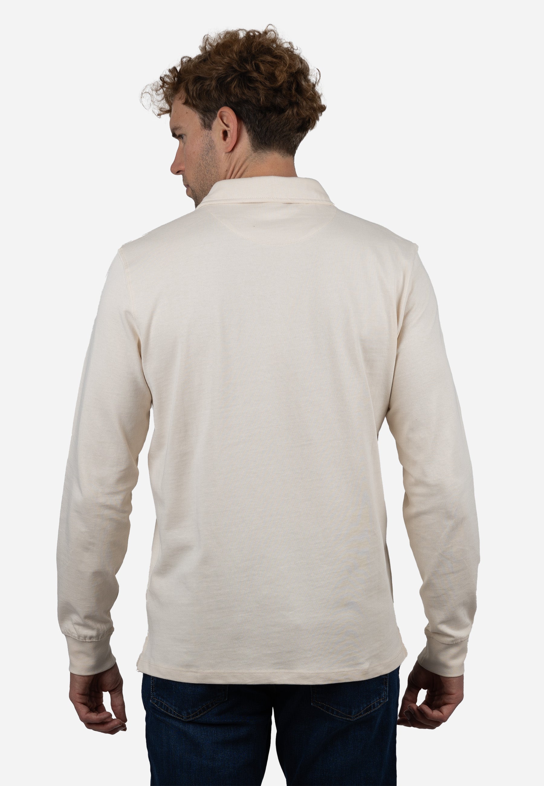 Polo Hombre Manga Larga Punto Liso AMARO Crudo