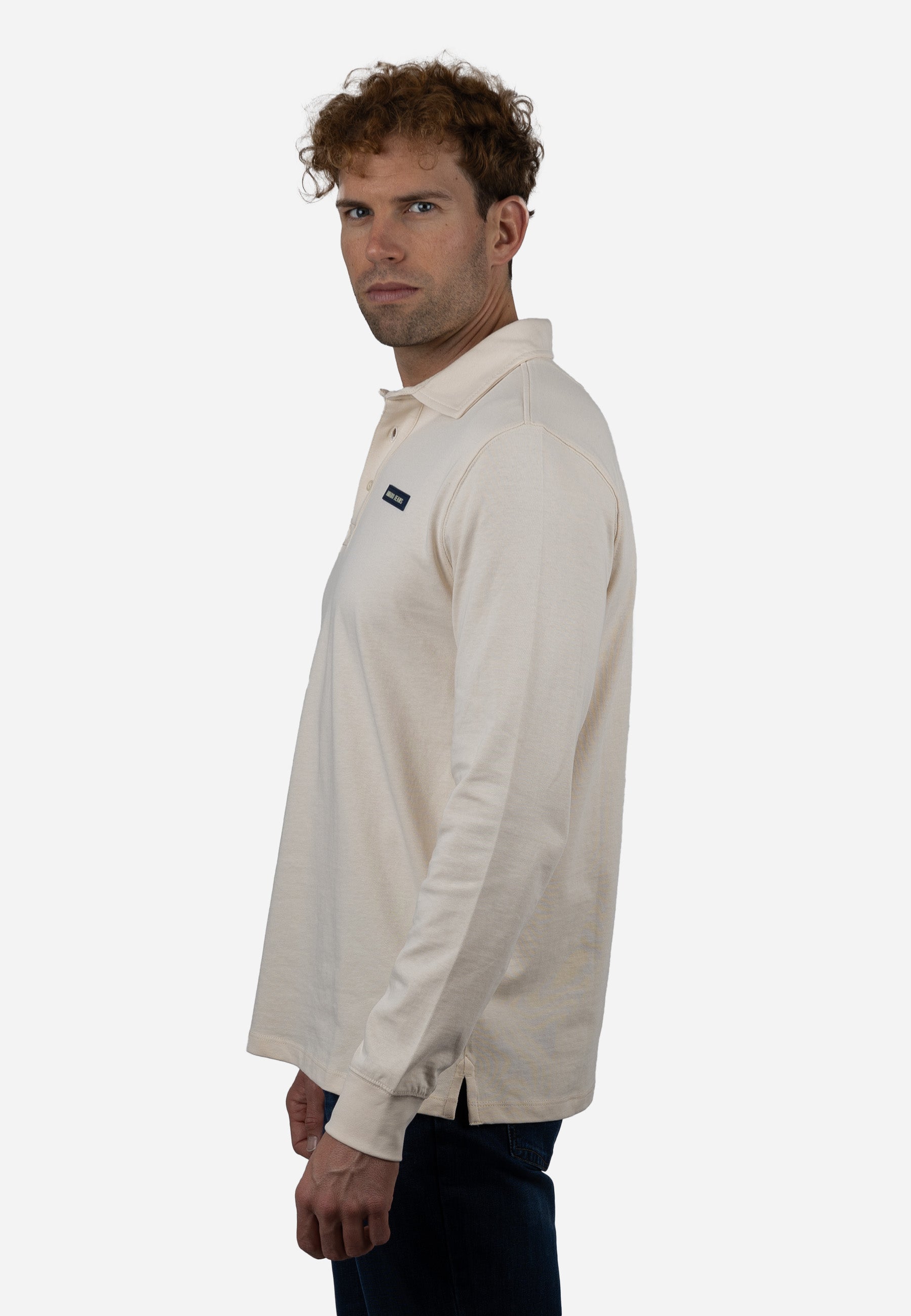 Polo Hombre Manga Larga Punto Liso AMARO Crudo