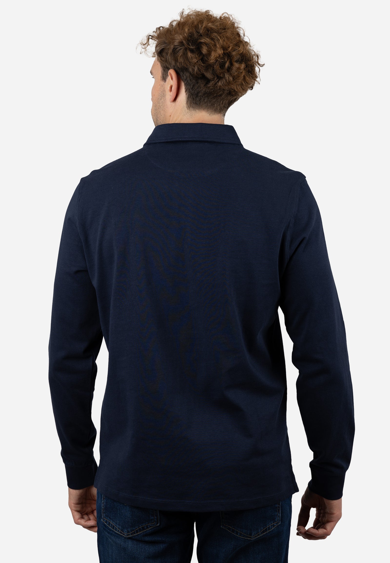 Polo Hombre Manga Larga Punto Liso AMARO Marino