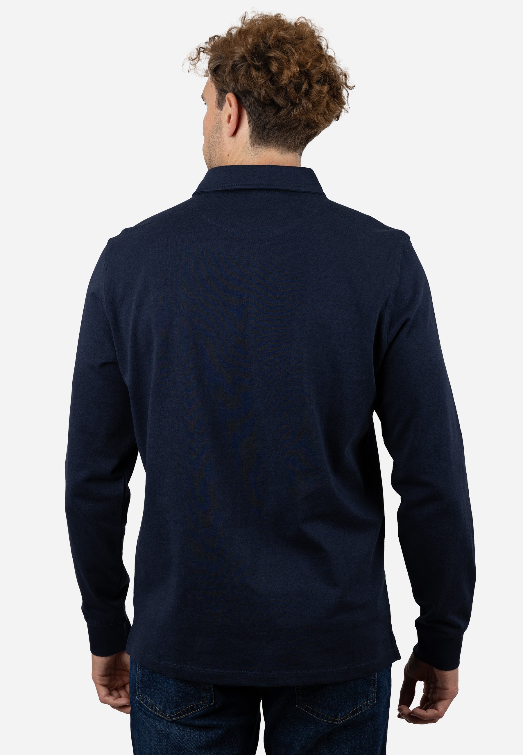 Polo Hombre Manga Larga Punto Liso AMARO Marino