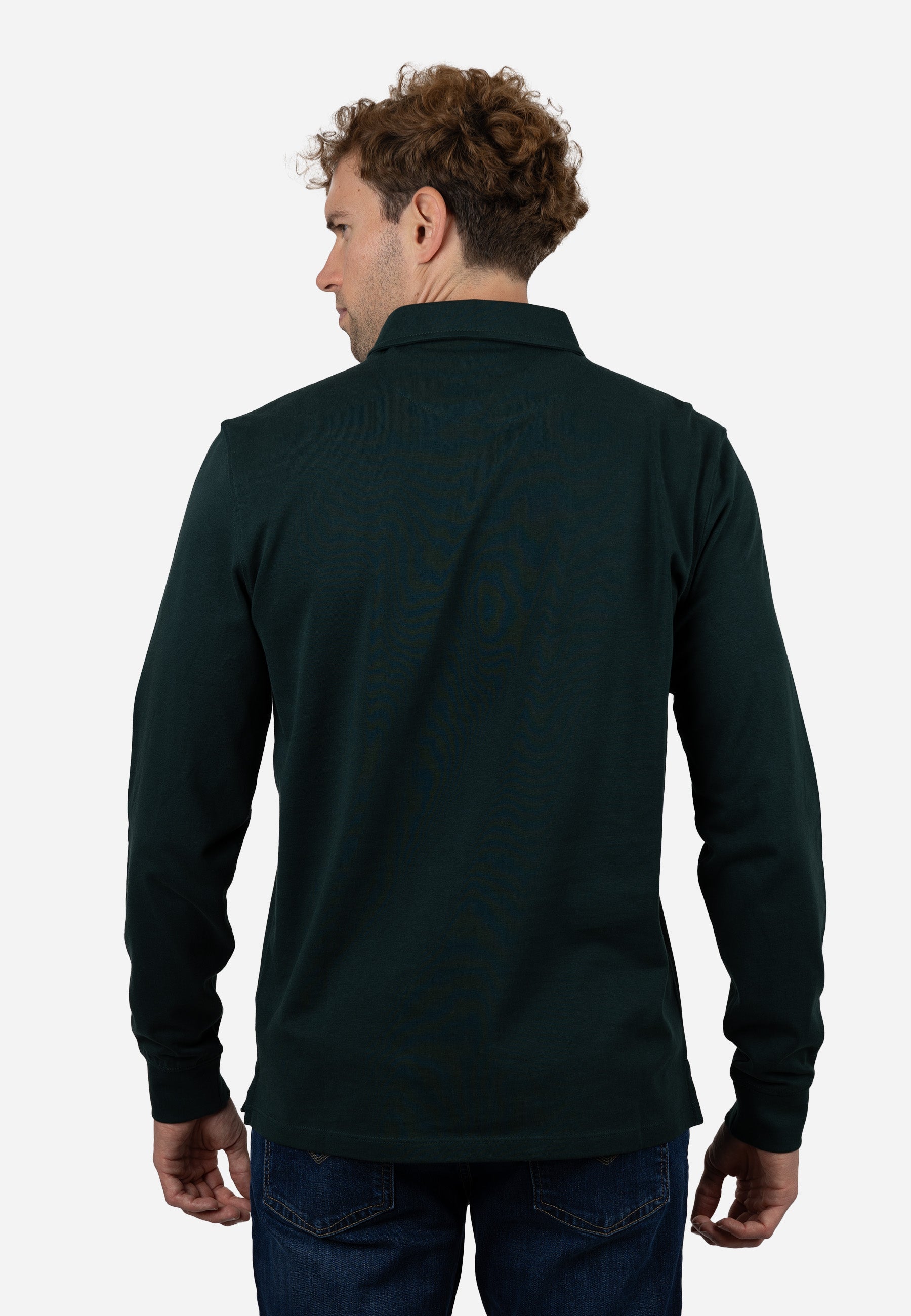 Polo Hombre Manga Larga Punto Liso AMARO Verde