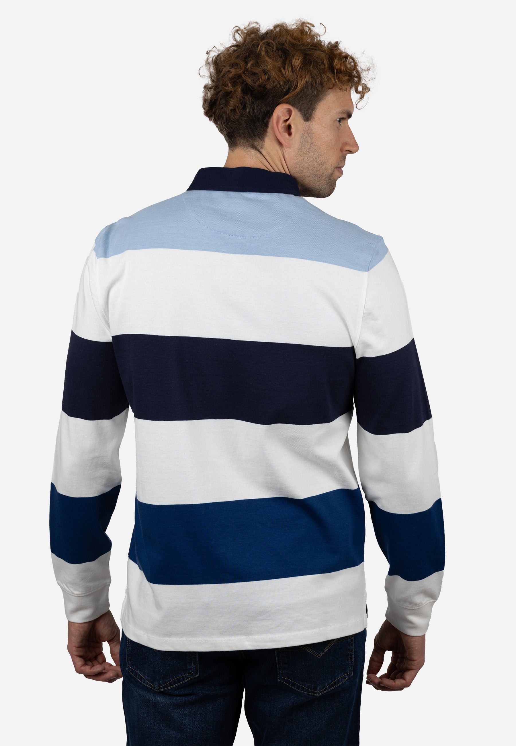 Polo Rugby de Hombre Manga Larga Marino y Celeste