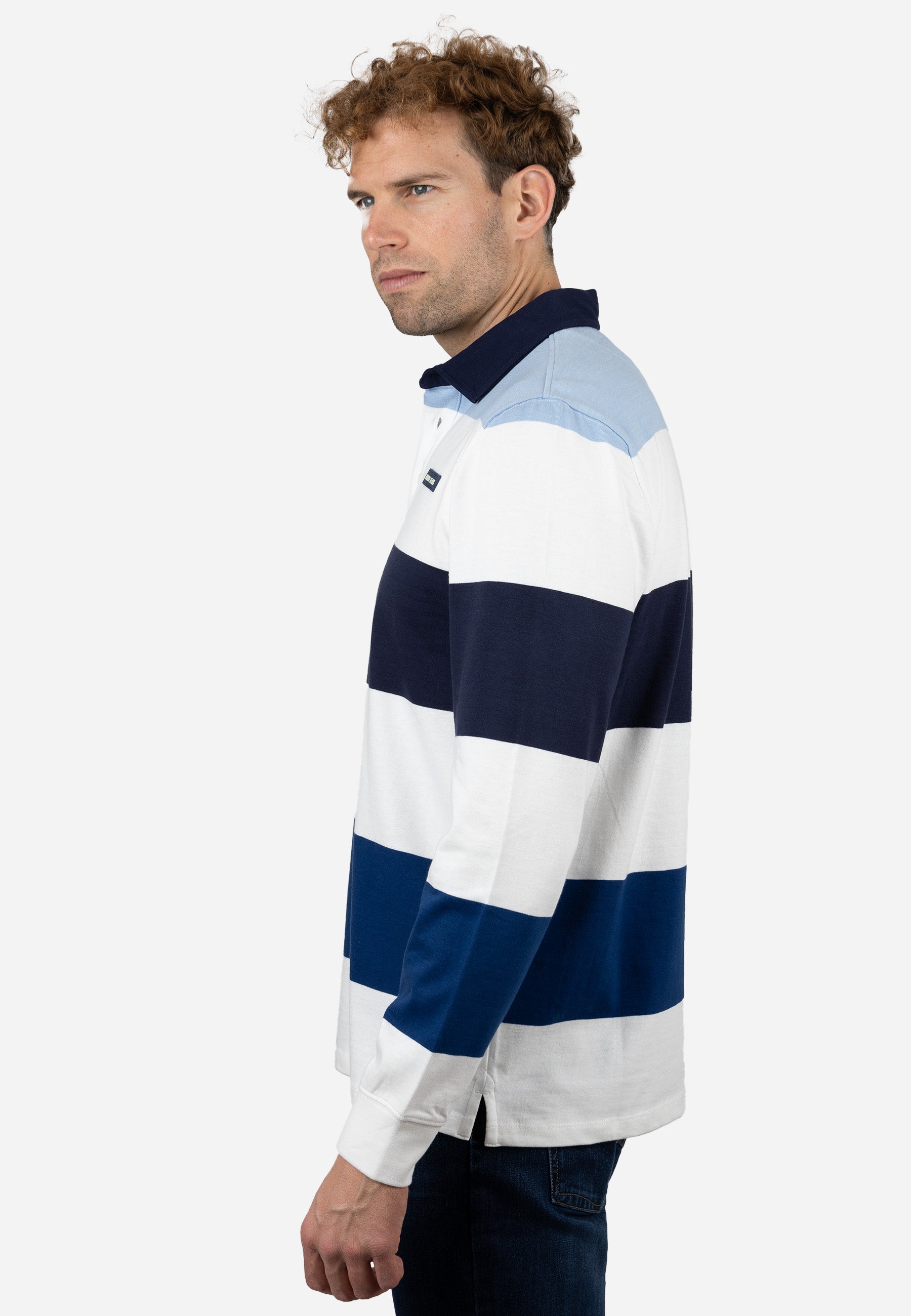 Polo Rugby de Hombre Manga Larga Marino y Celeste