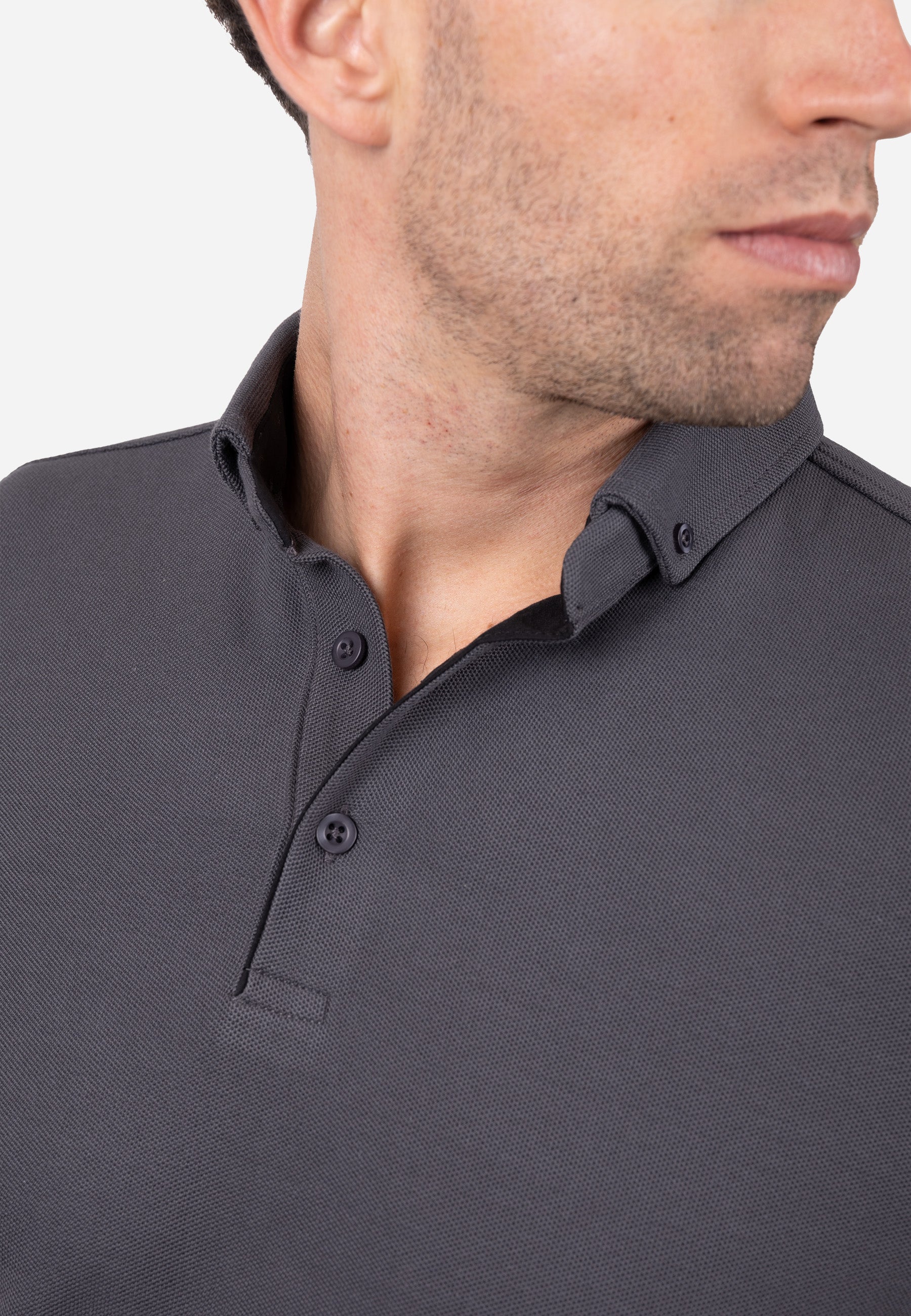 Polo Granito Essential Manga Larga Gris