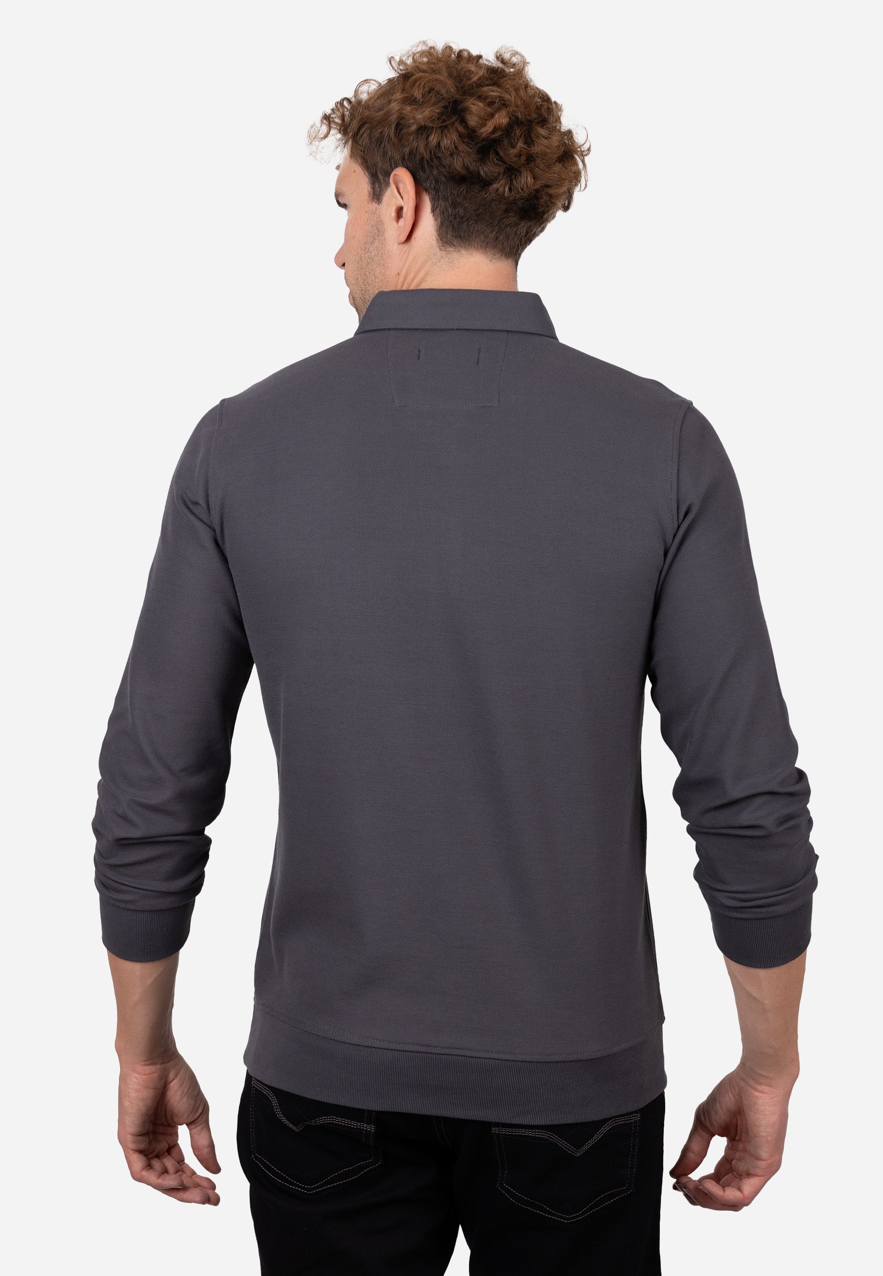 Polo Granito Essential Manga Larga Gris