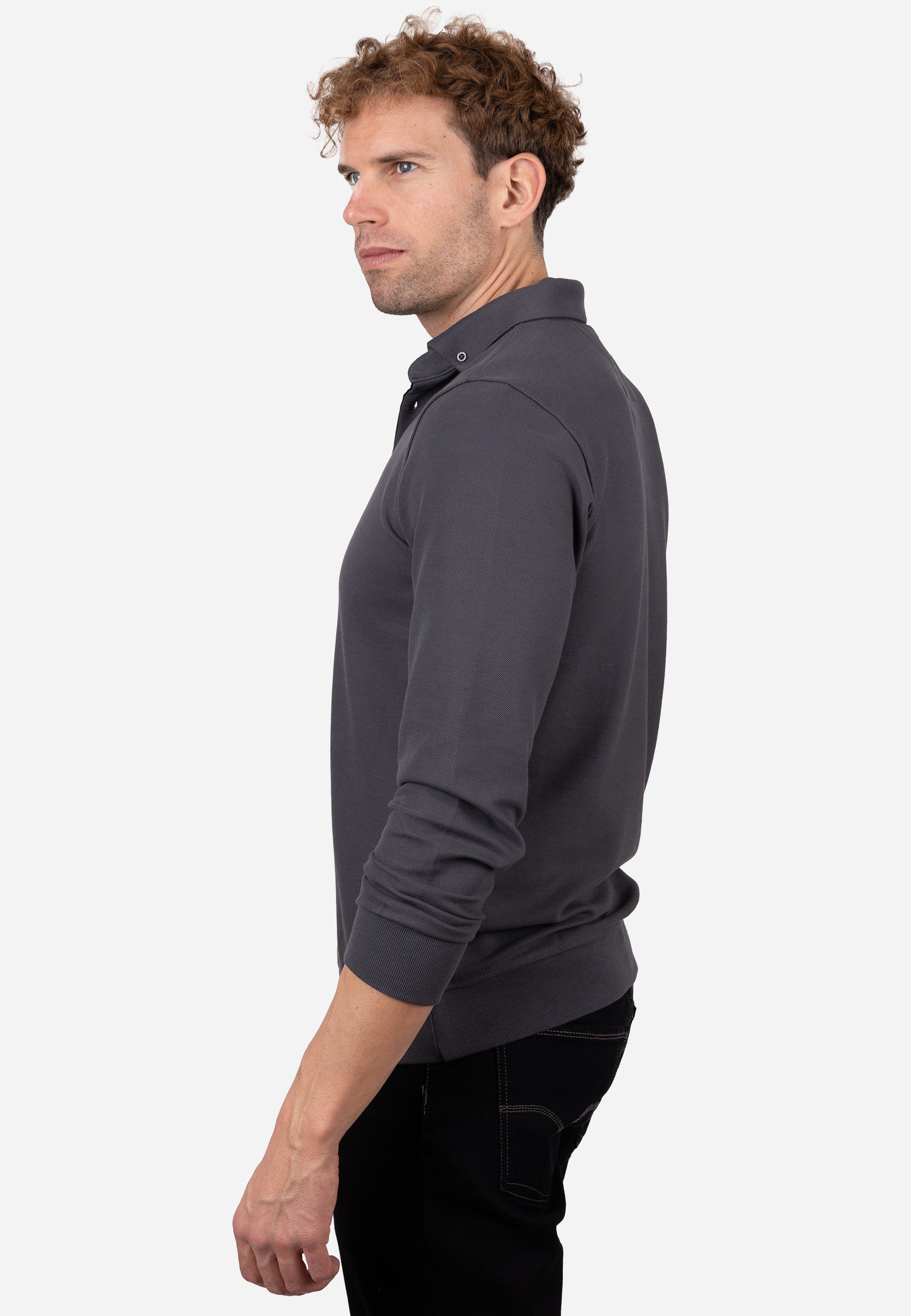 Polo Granito Essential Manga Larga Gris