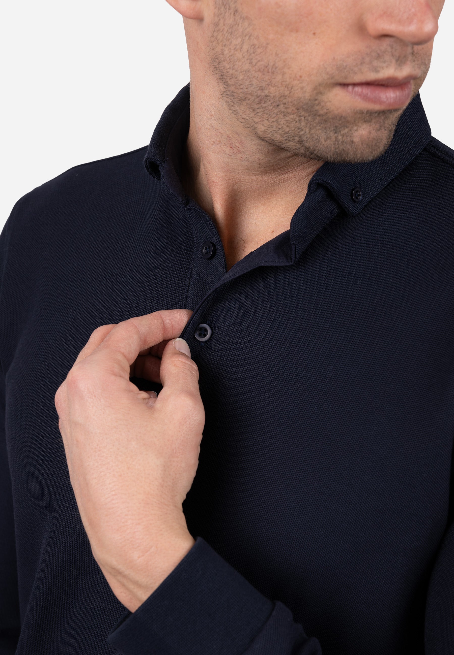 Polo Granito Essential Manga Larga Marino