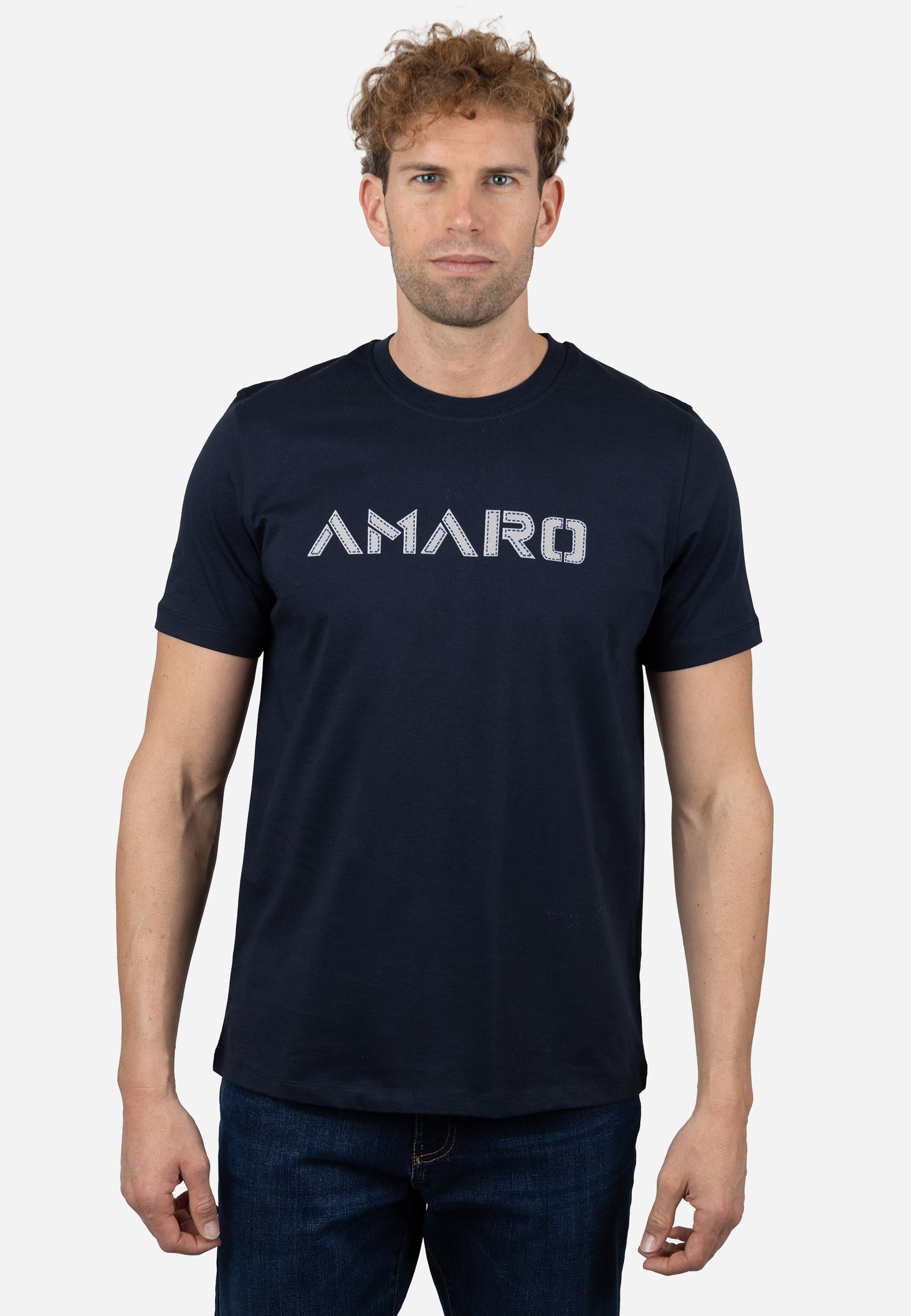Camiseta AMARO Logo Essentials 100% Algodón Marino