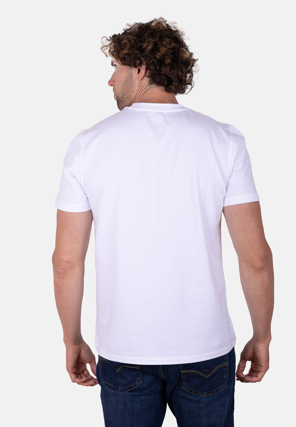 Camiseta AMJ blanca con logo contraste