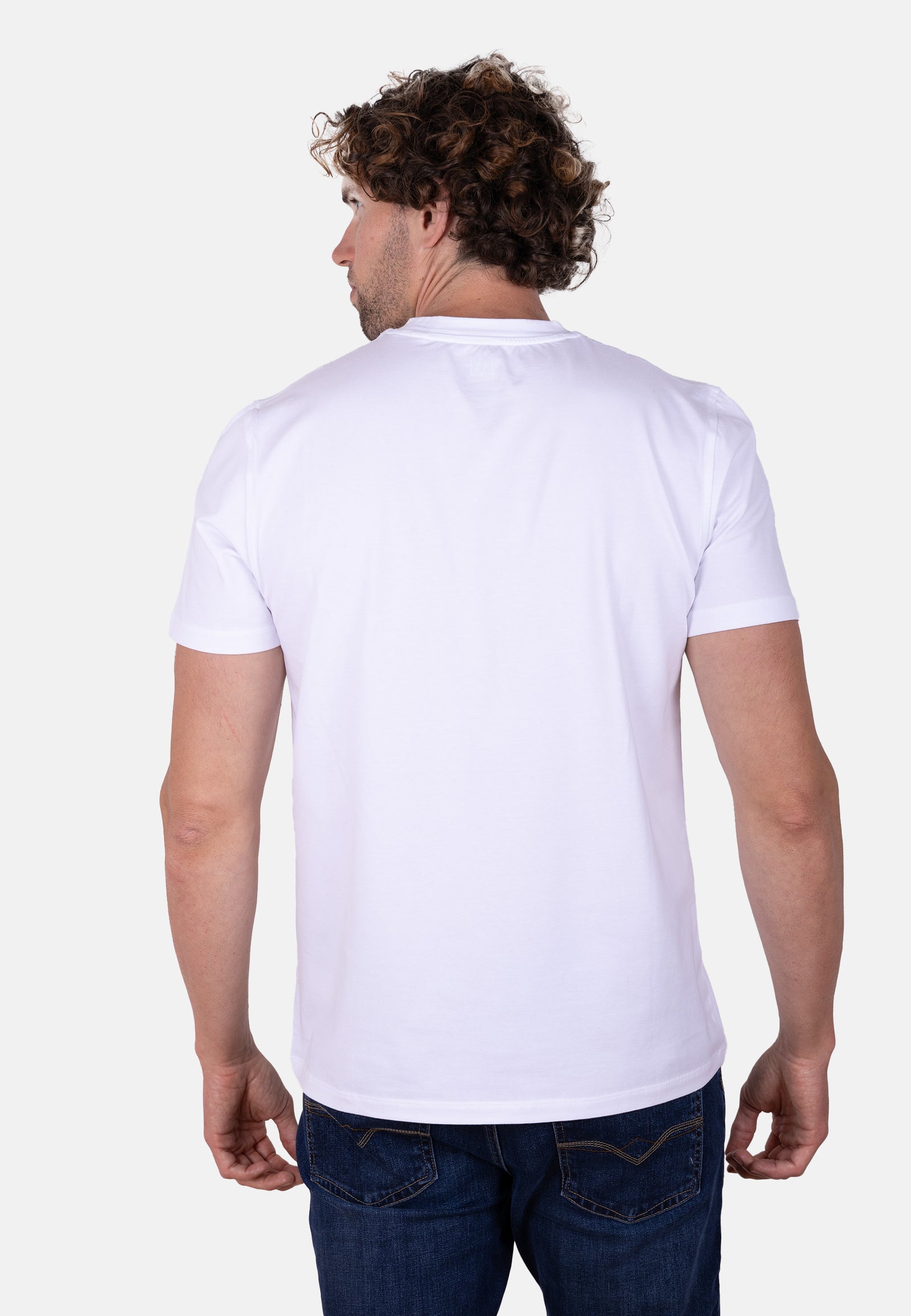 Camiseta AMJ blanca con logo contraste