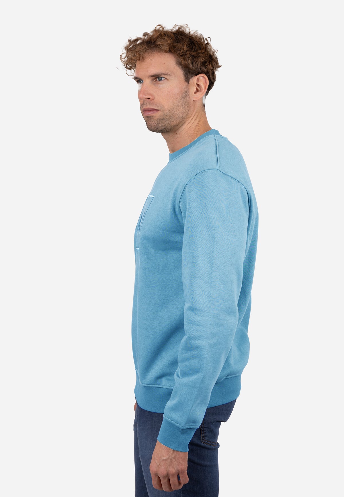 Sudadera Básica AJ Marino con Bordado Tonal Celeste