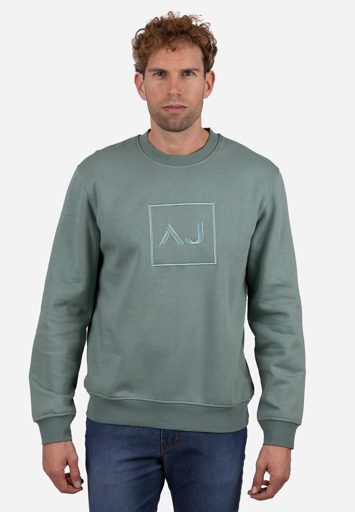 Sudadera Básica AJ Marino con Bordado Tonal Verde