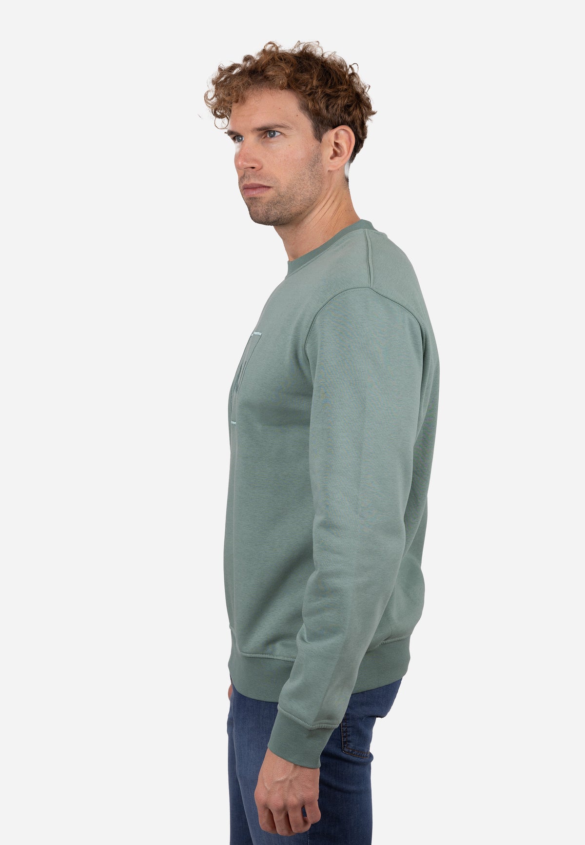 Sudadera Básica AJ Marino con Bordado Tonal Verde