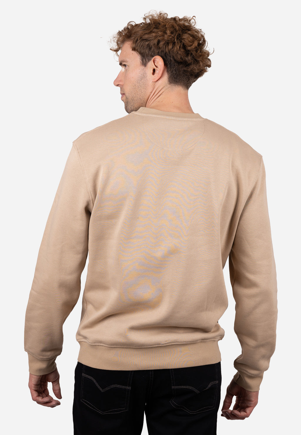 Sudadera Cuello Redondo AJ con Bordado y Detalle Rayado Beige