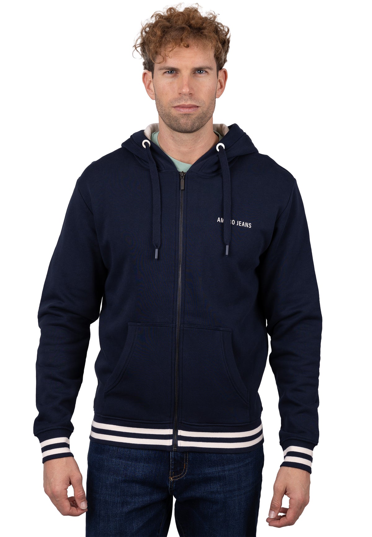 Sudadera Zip Urban Classic con Capucha Marino