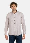 Camisa beige de algodón rústico con cuello con botones
