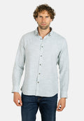 Camisa verde de algodón rústico con cuello con botones