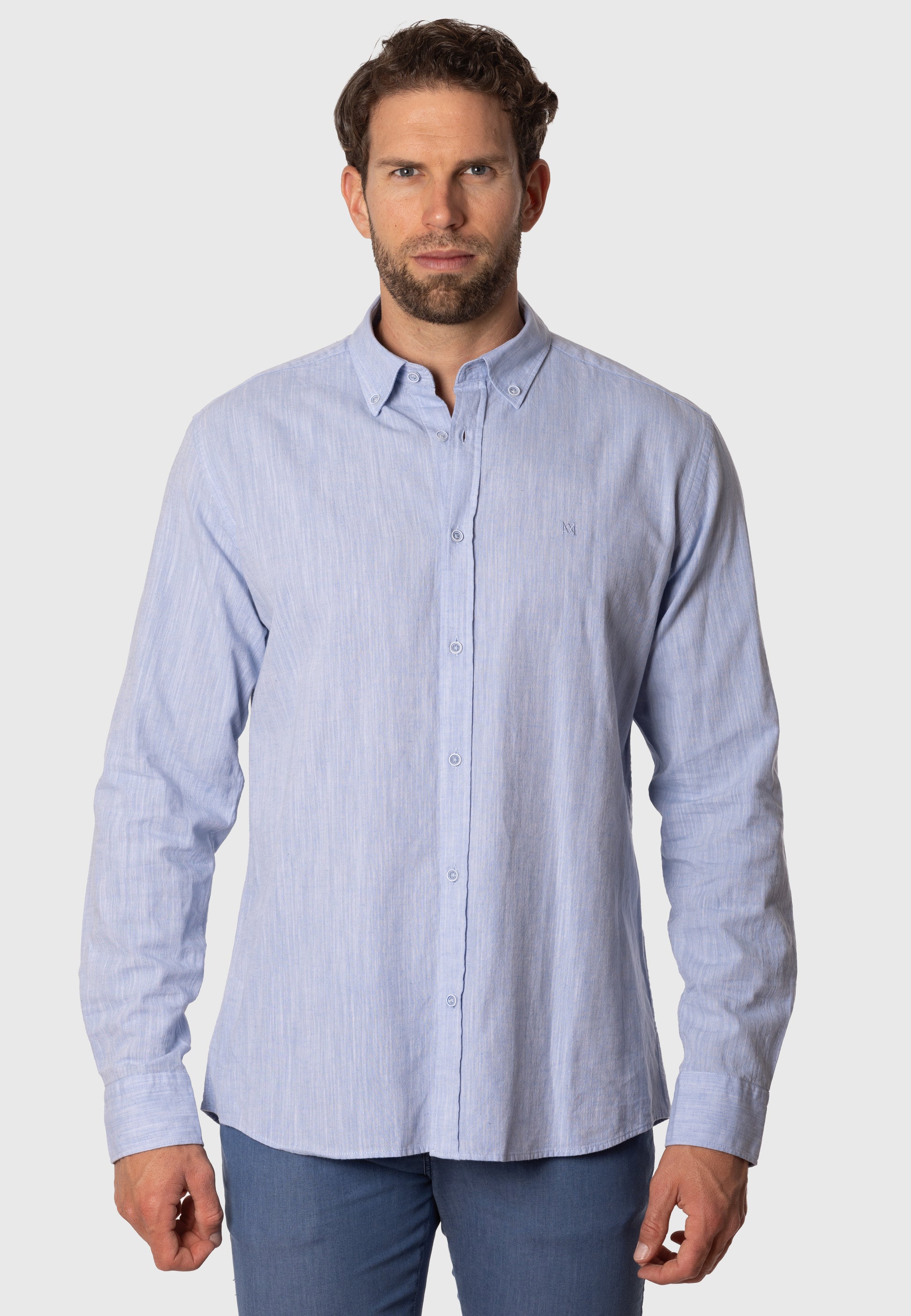 Camisa de Lino Elvi Celeste